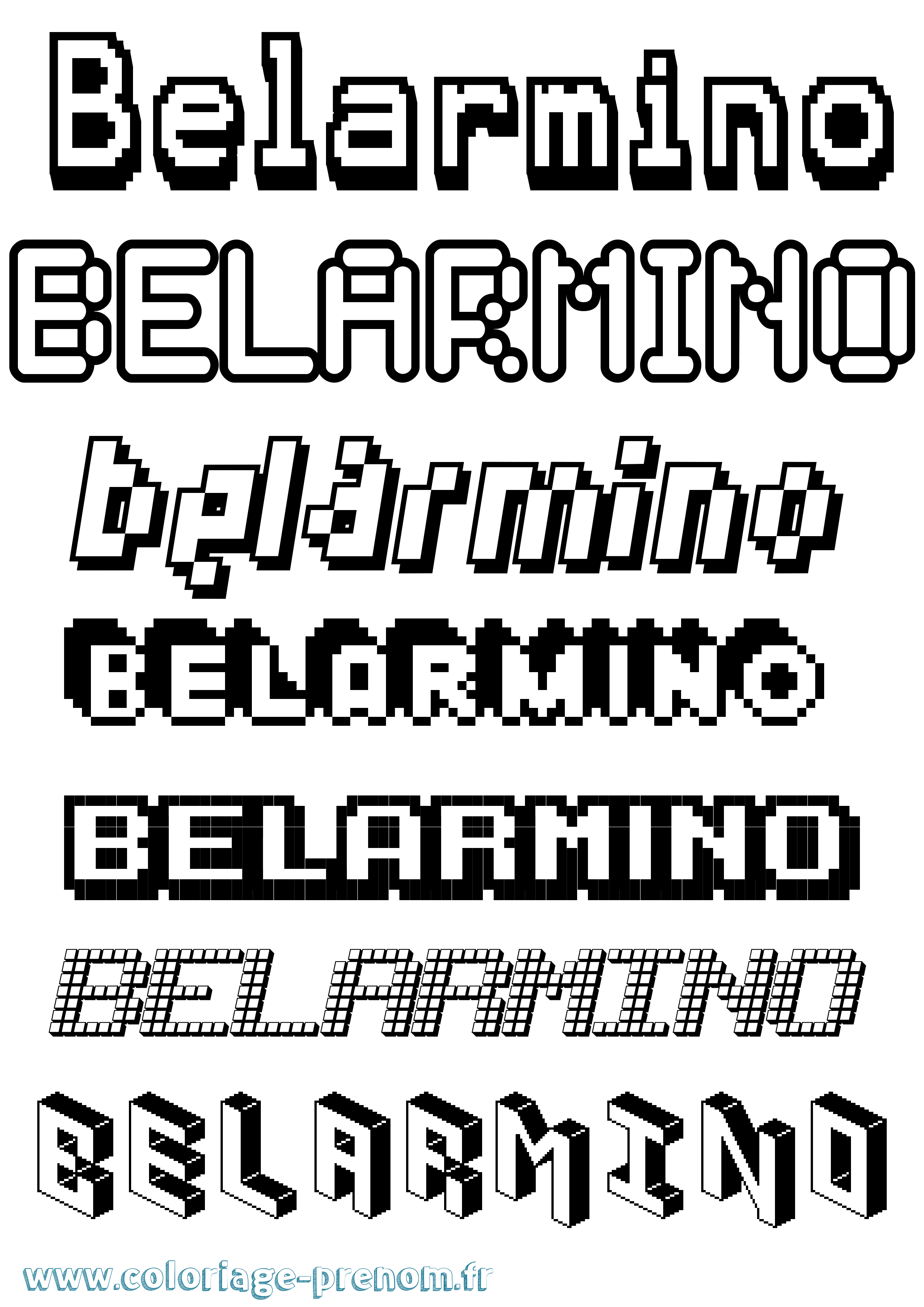 Coloriage prénom Belarmino Pixel