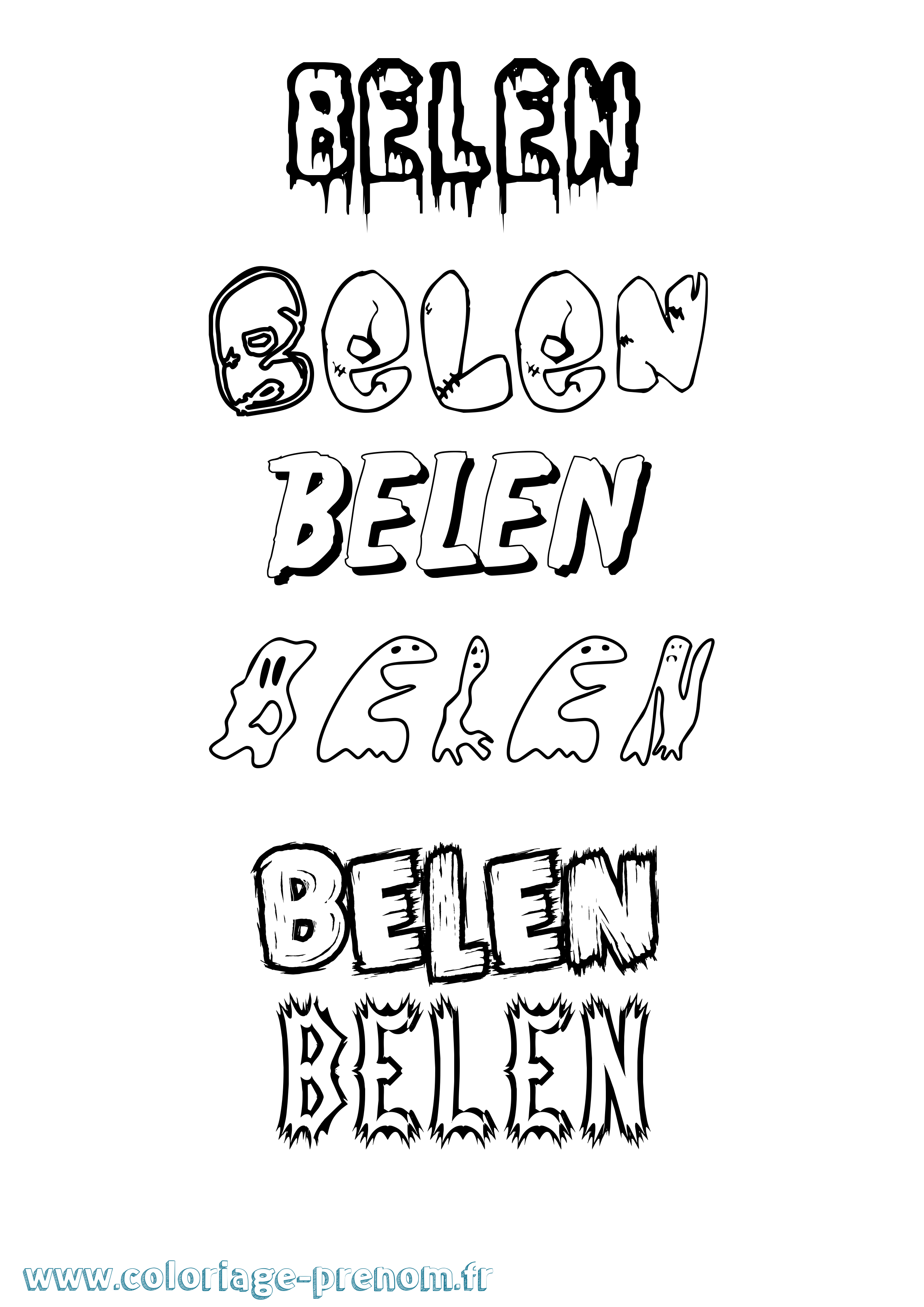 Coloriage prénom Belen Frisson