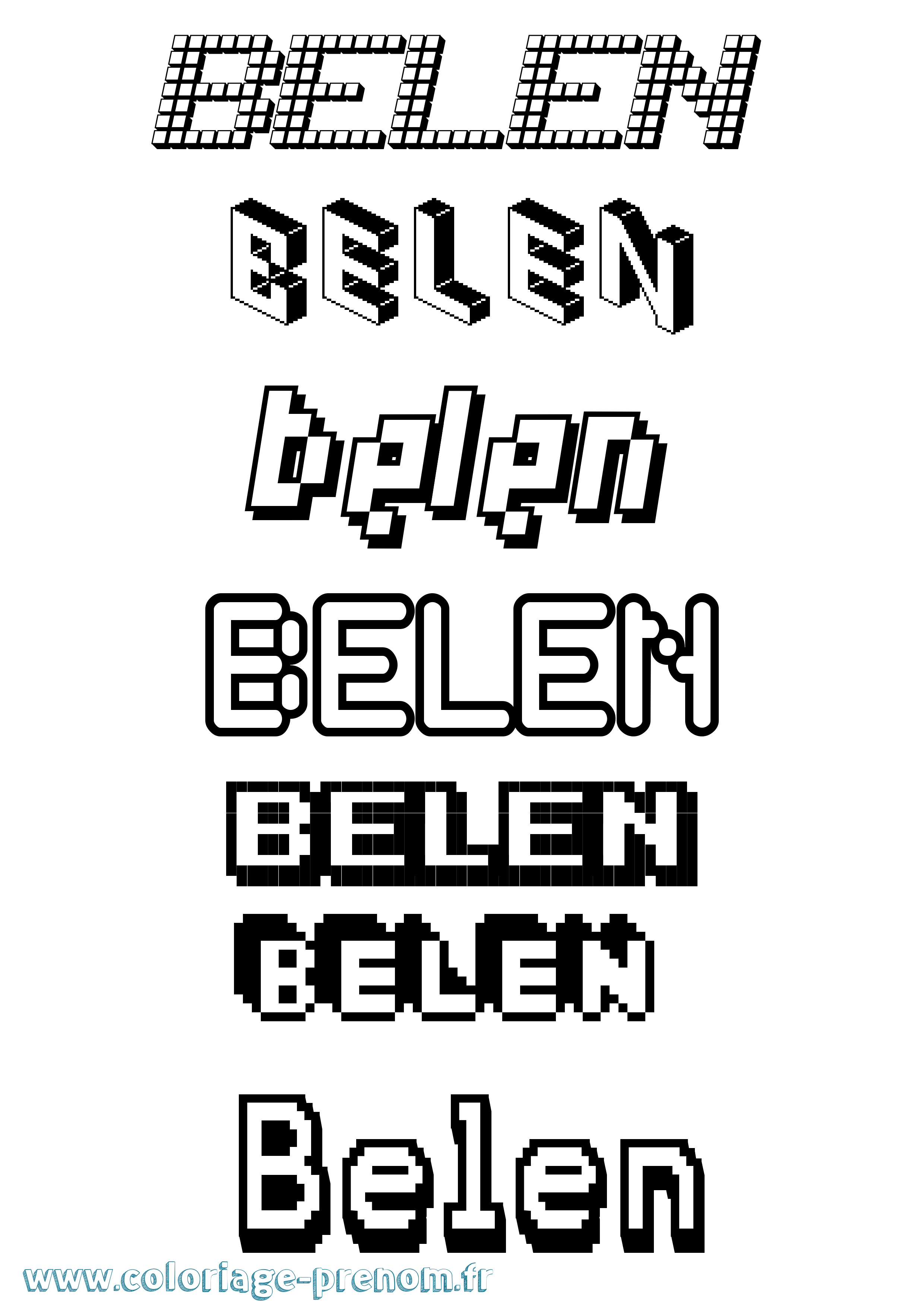 Coloriage prénom Belen Pixel