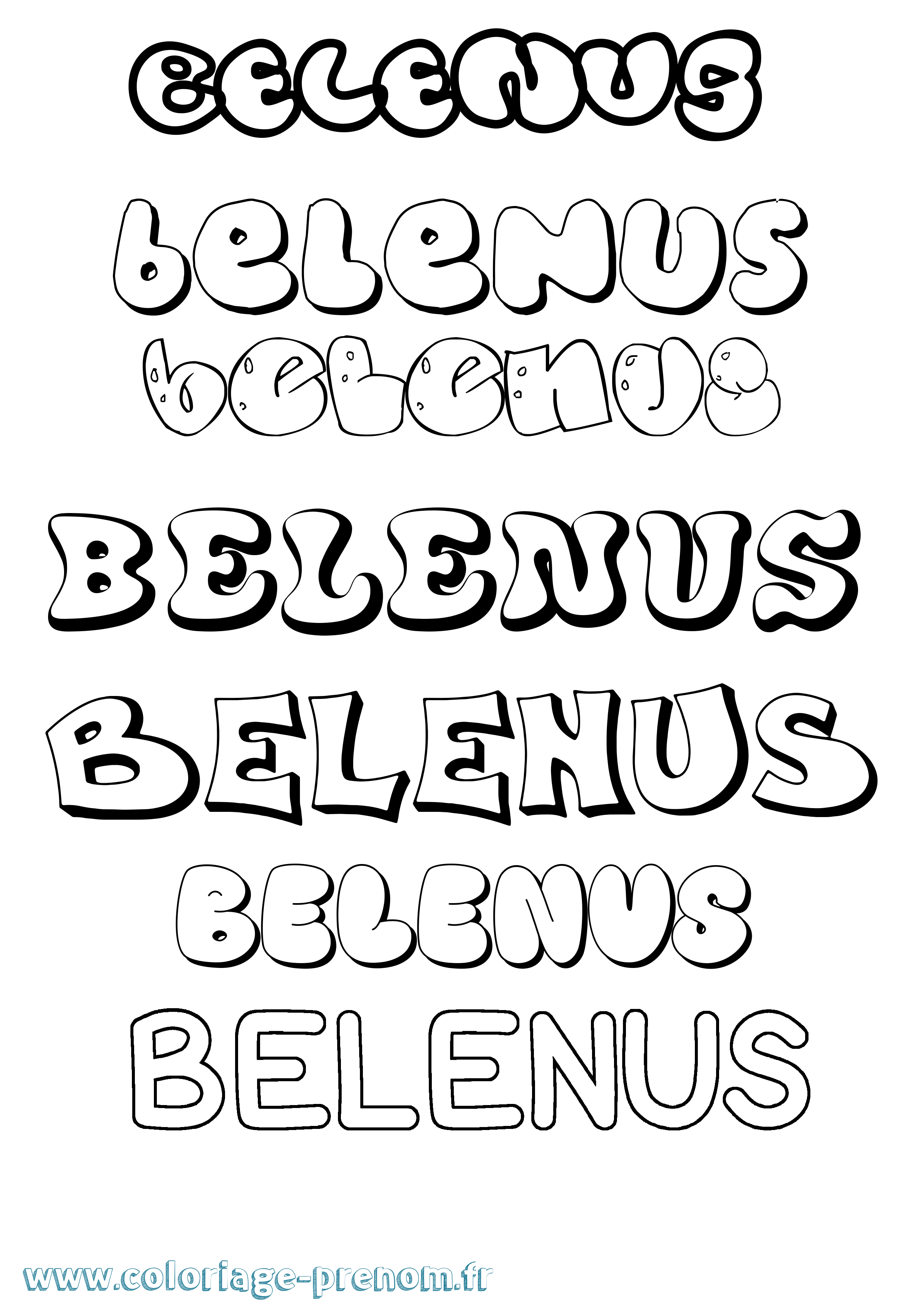 Coloriage prénom Belenus Bubble