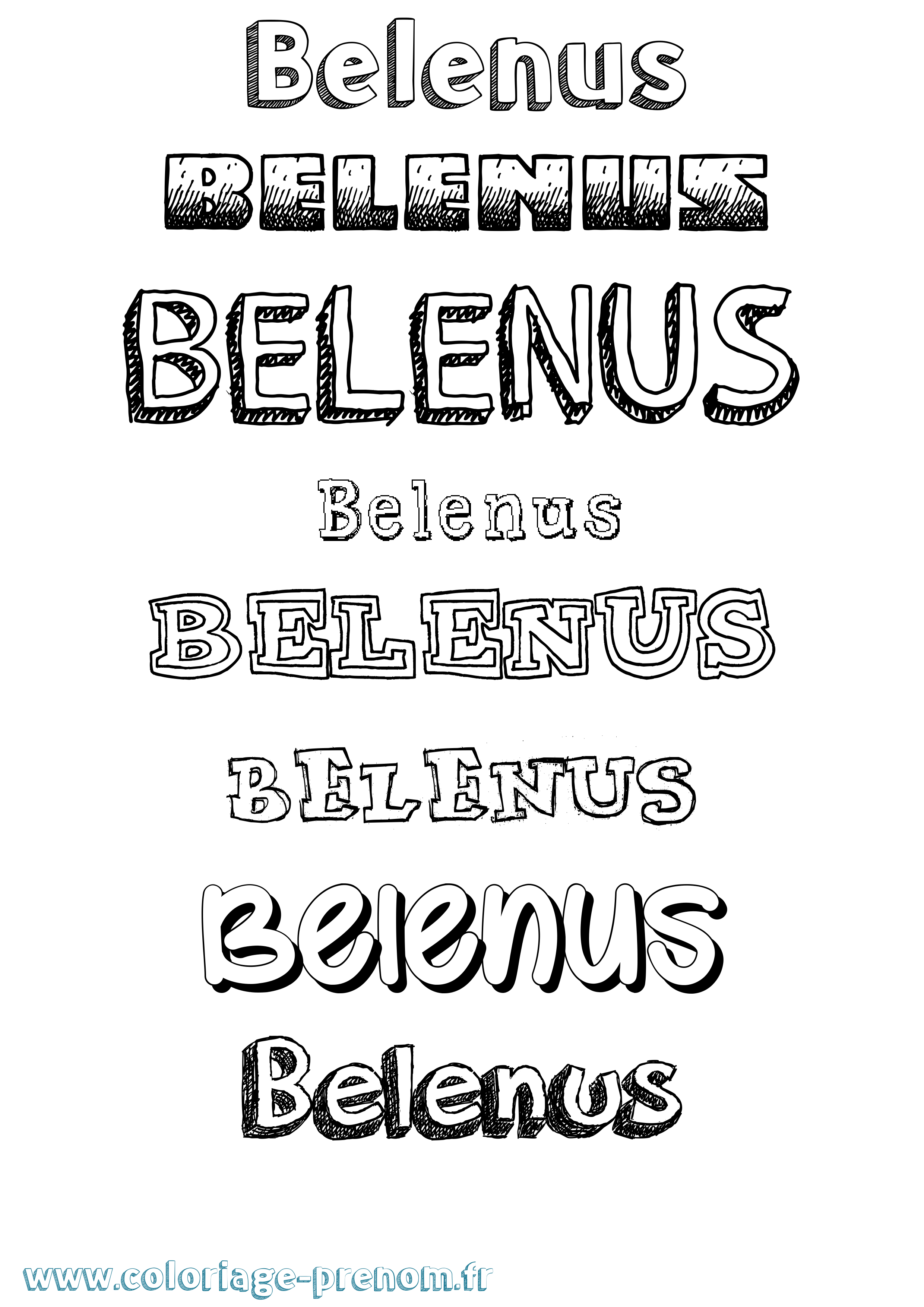 Coloriage prénom Belenus Dessiné