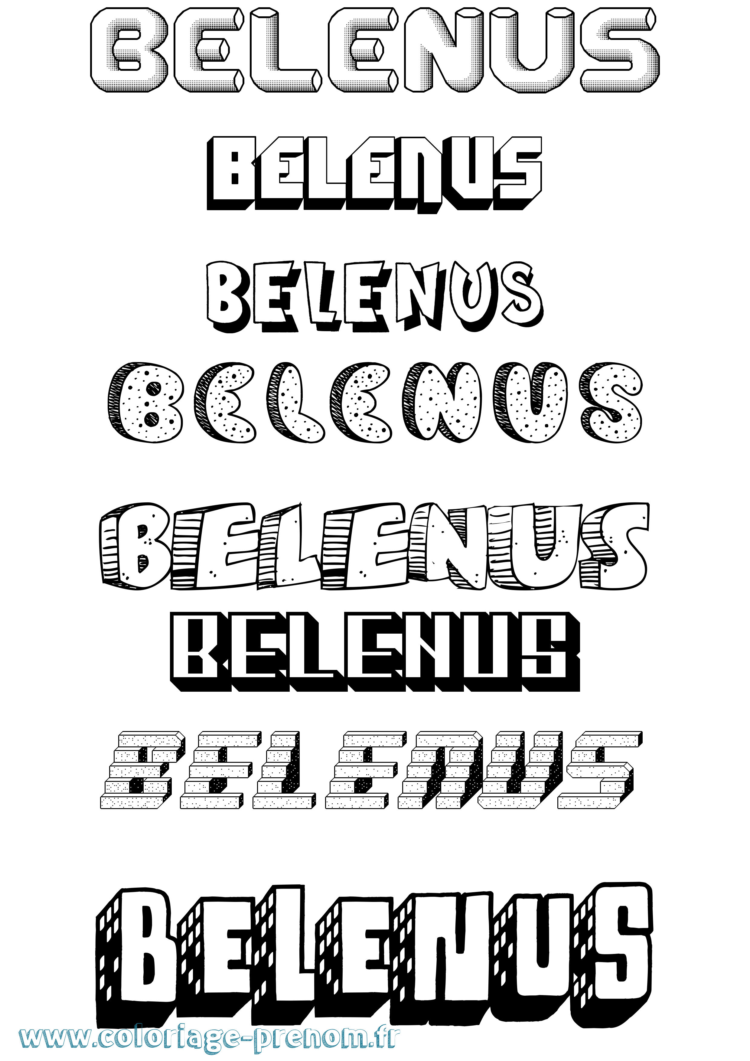 Coloriage prénom Belenus Effet 3D