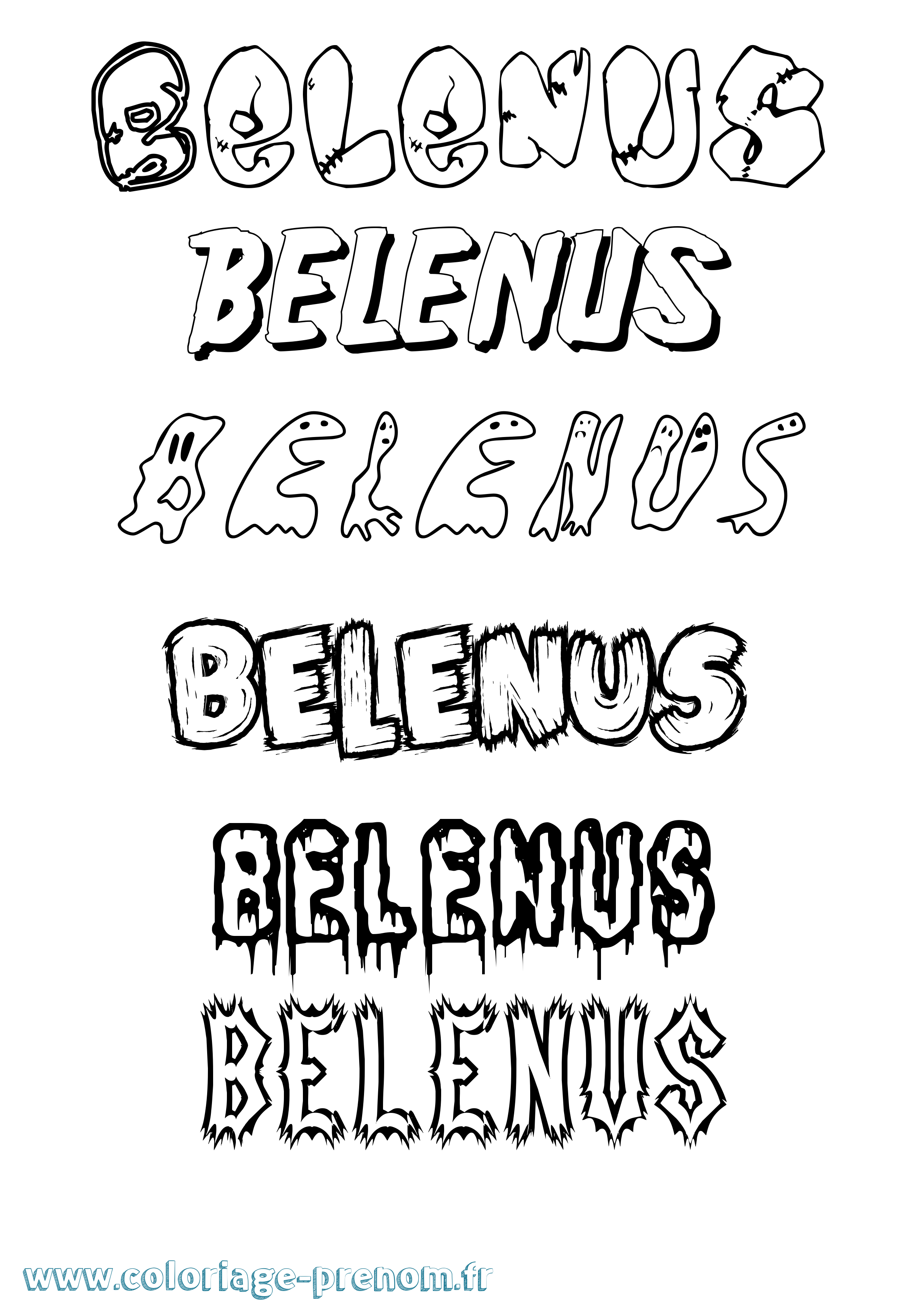 Coloriage prénom Belenus Frisson