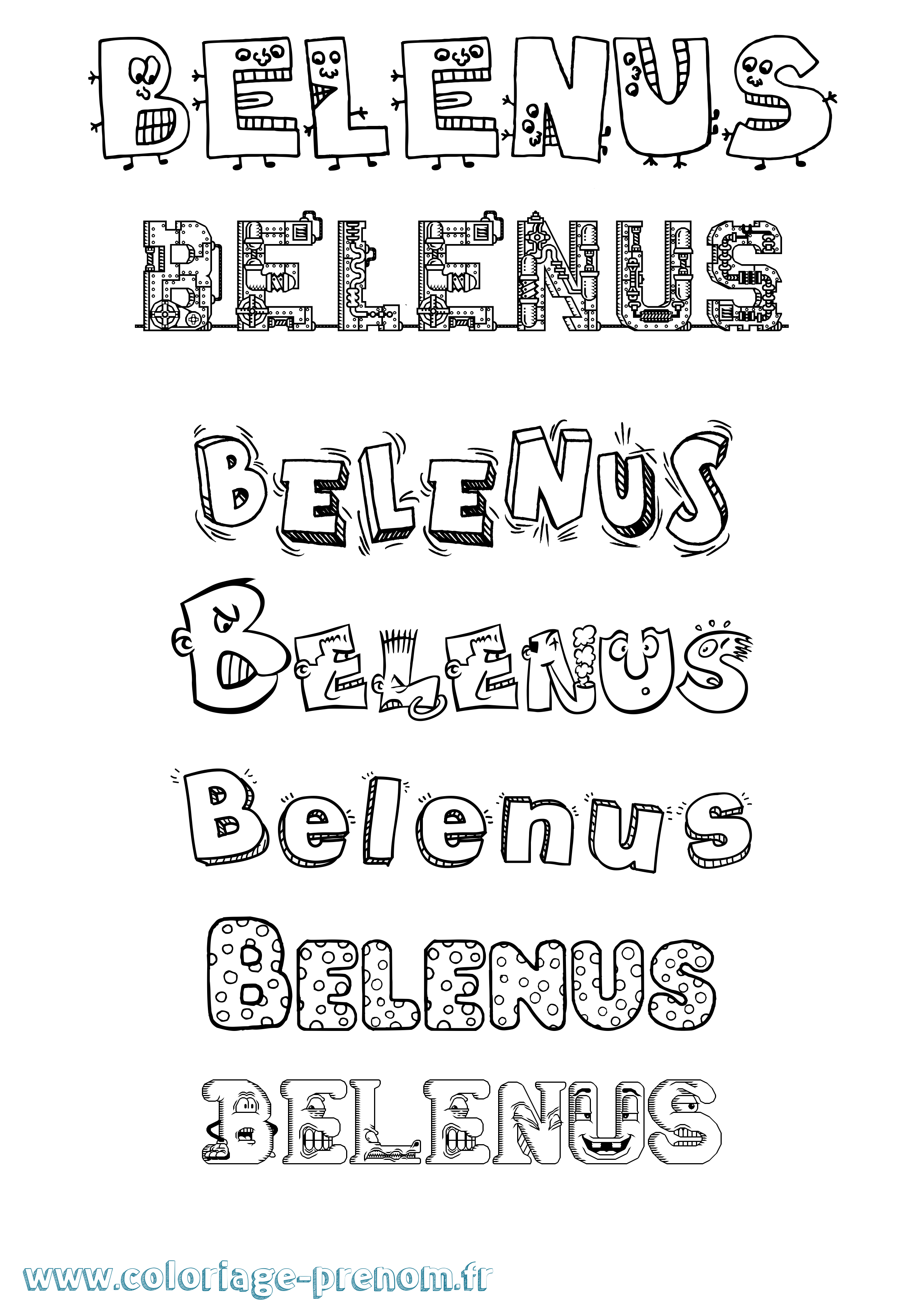 Coloriage prénom Belenus Fun
