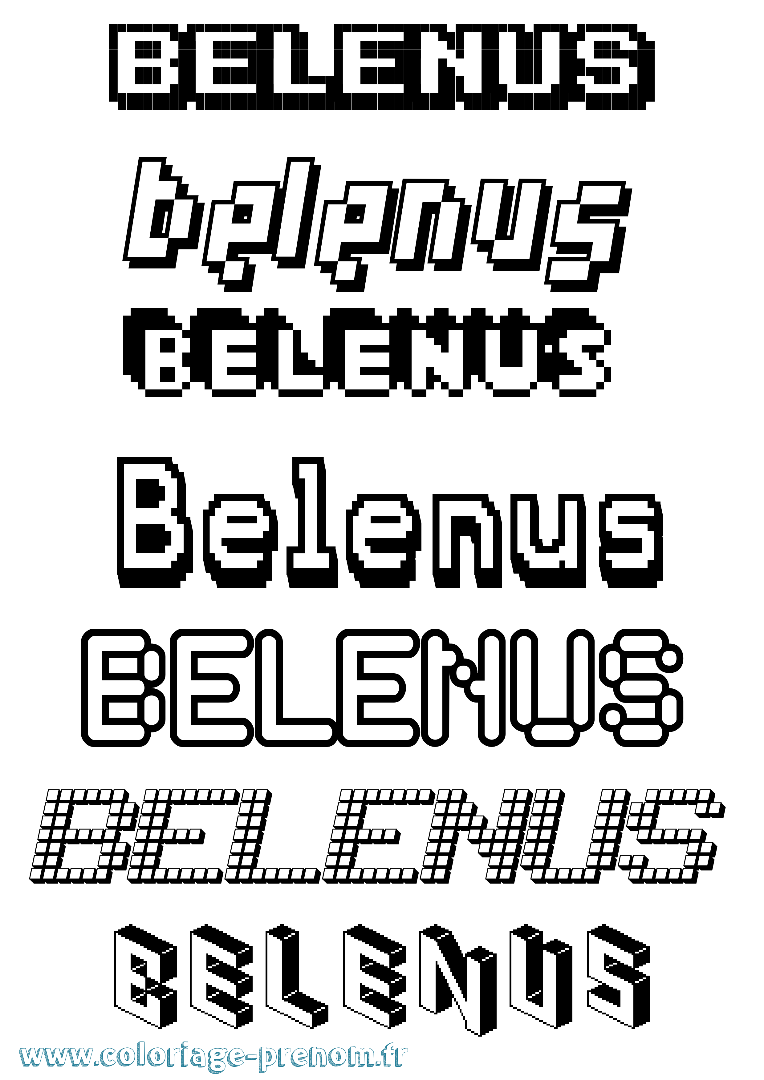 Coloriage prénom Belenus Pixel