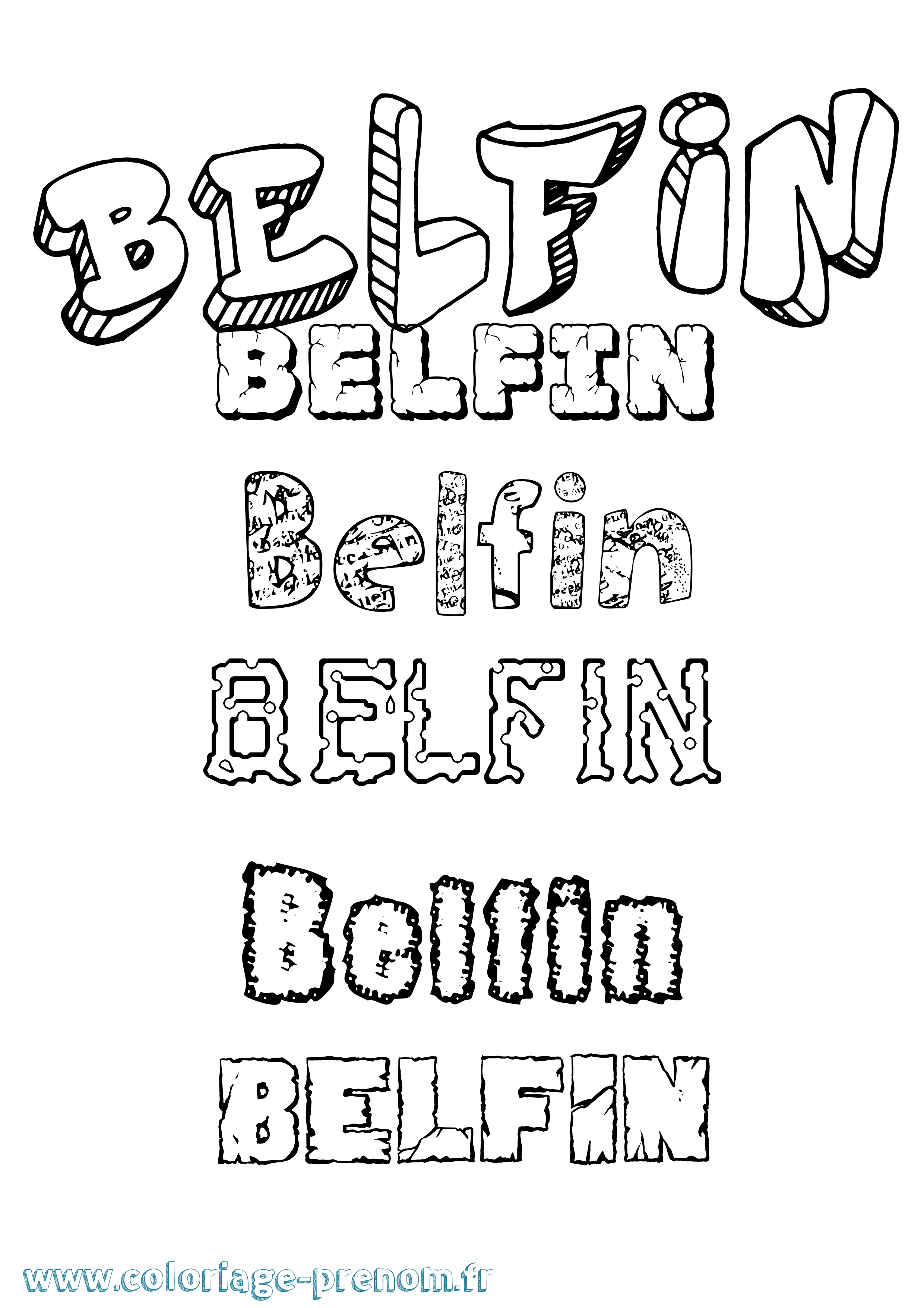 Coloriage prénom Belfin Destructuré