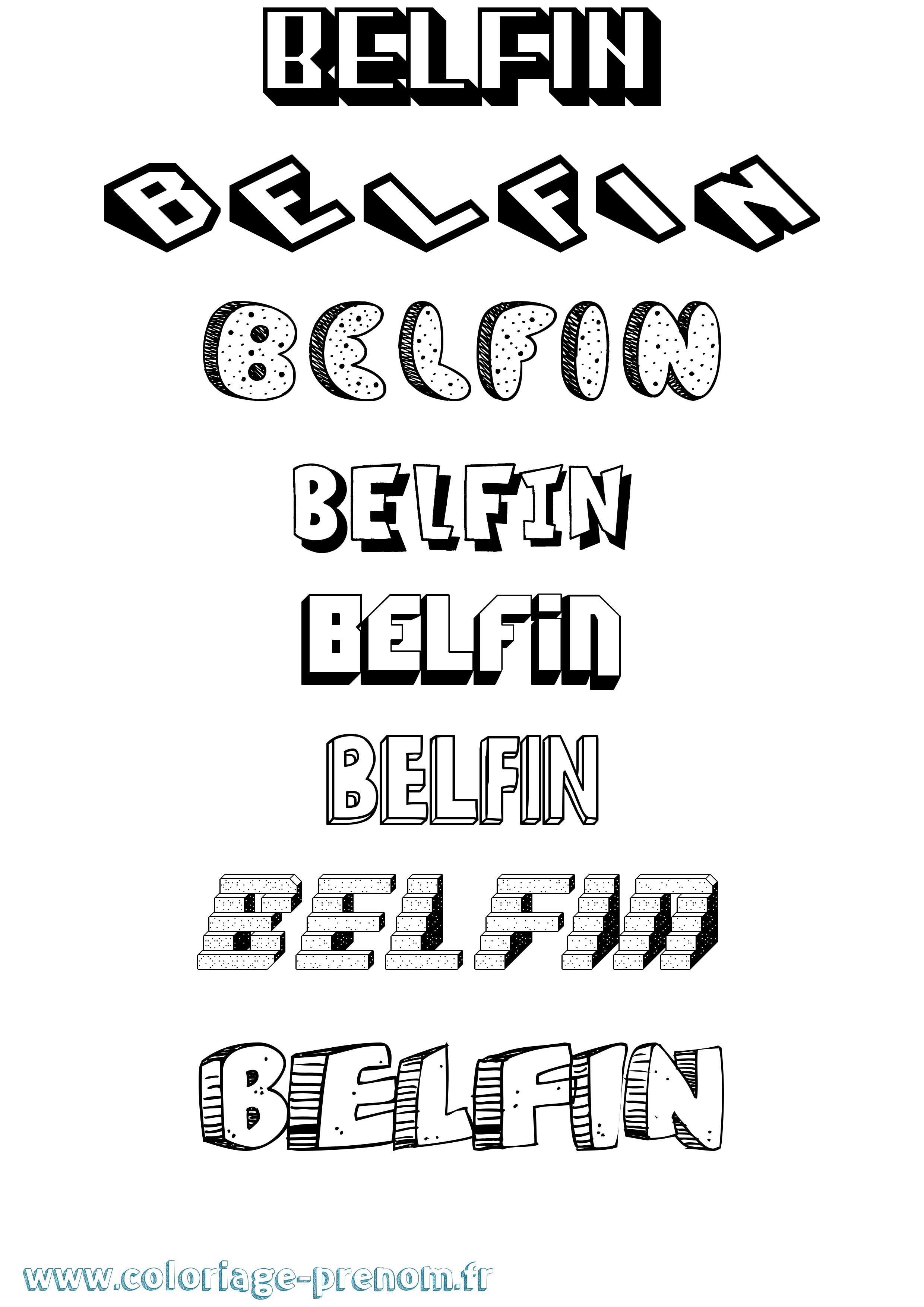 Coloriage Belfin Effet 3D Coloriage prénom Belfin Effet 3D