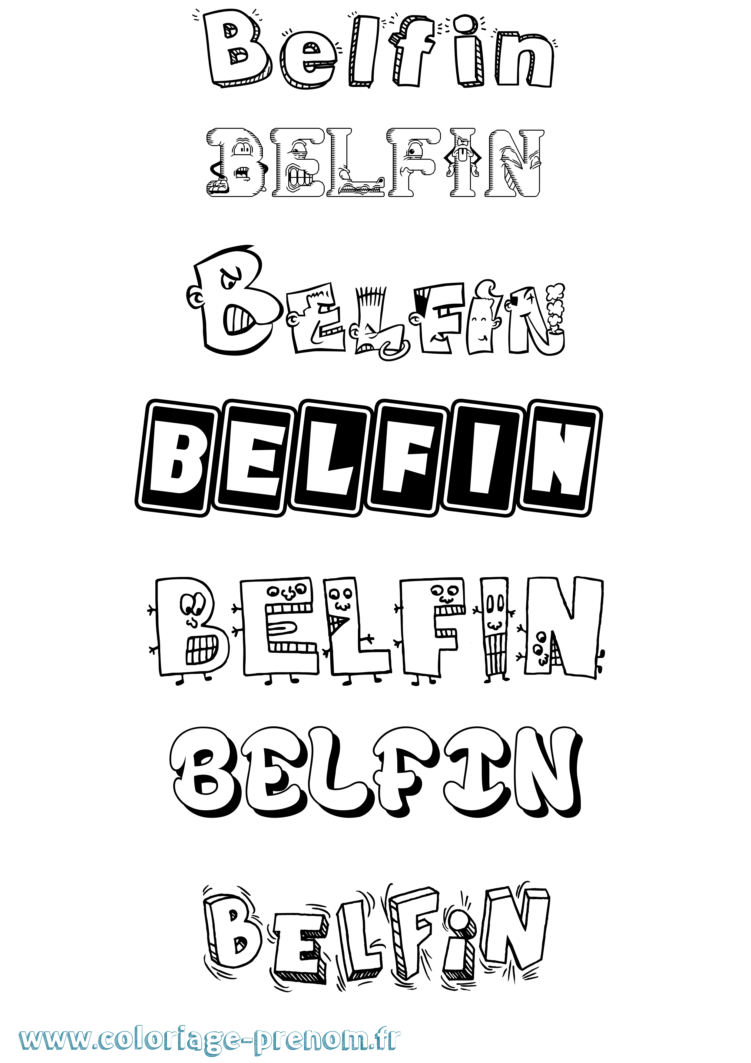 Coloriage prénom Belfin Fun