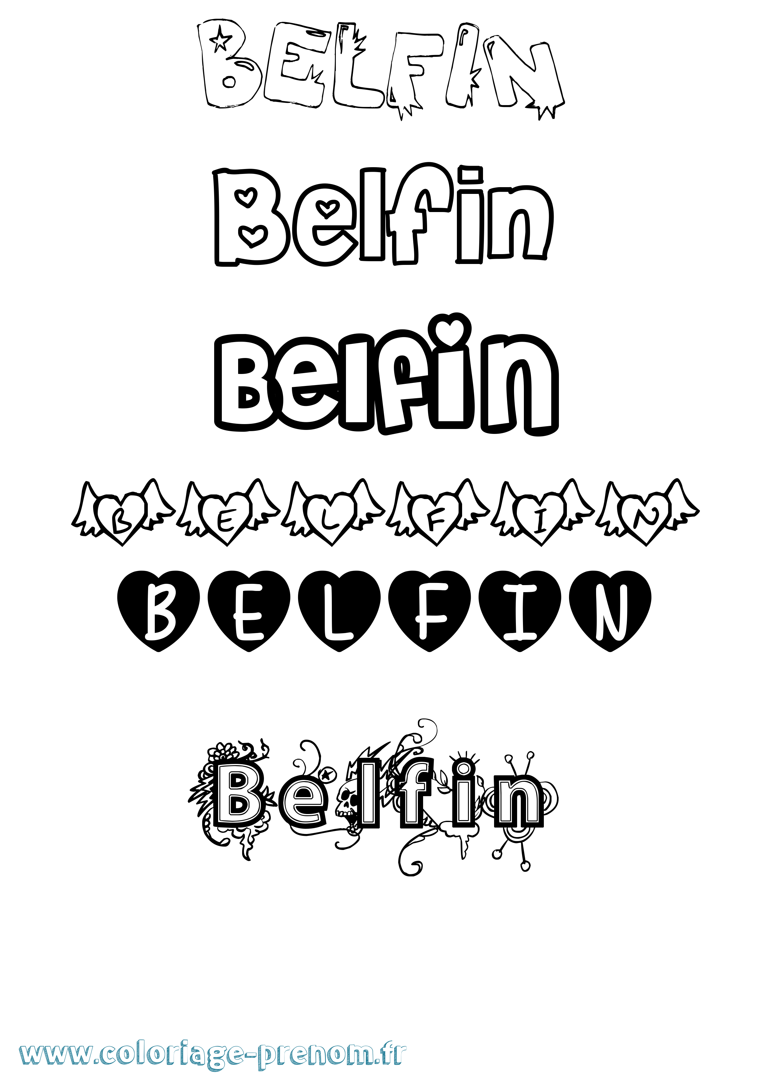 Coloriage prénom Belfin Girly