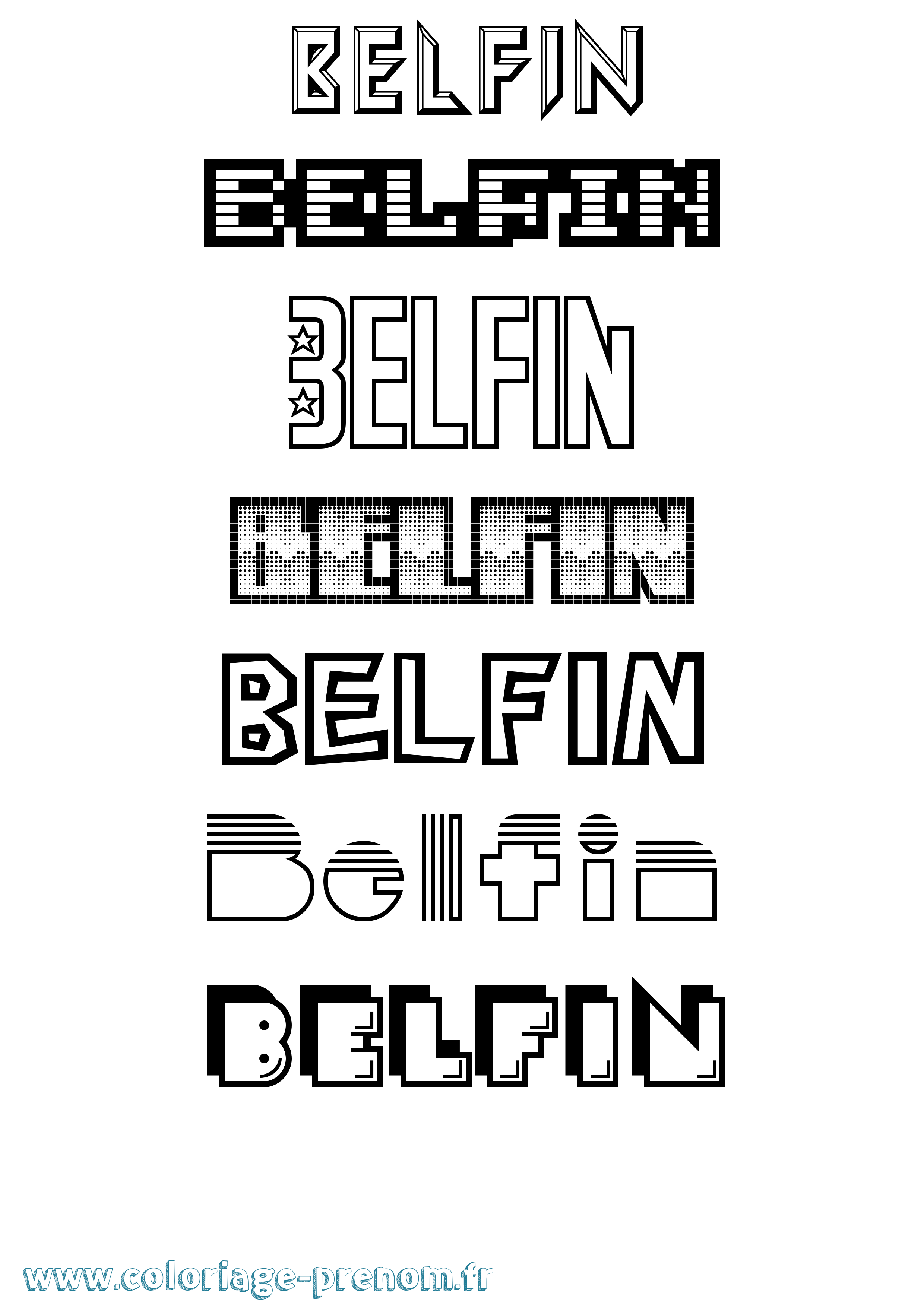 Coloriage prénom Belfin Jeux Vidéos