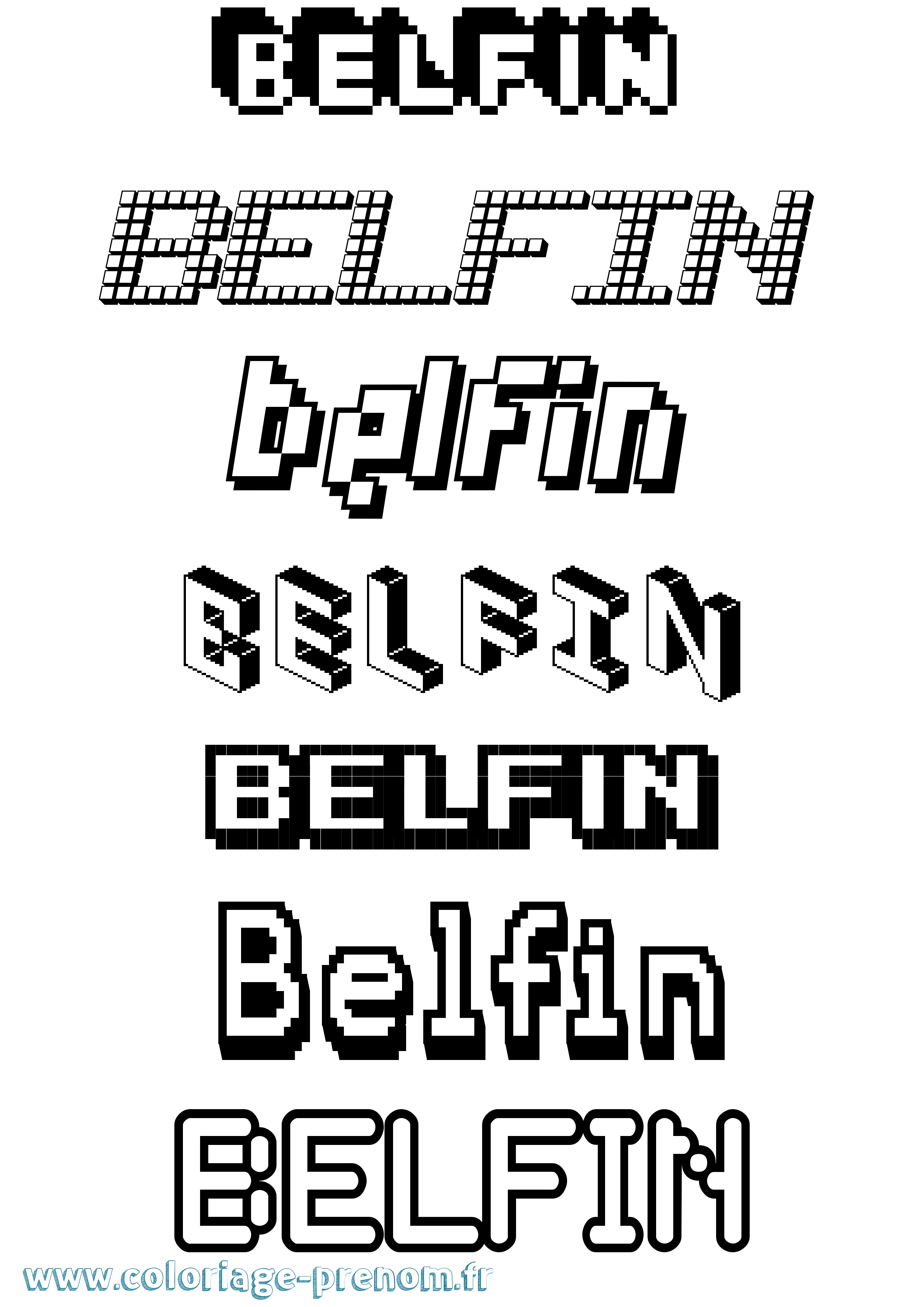 Coloriage Belfin Pixel Coloriage prénom Belfin Pixel