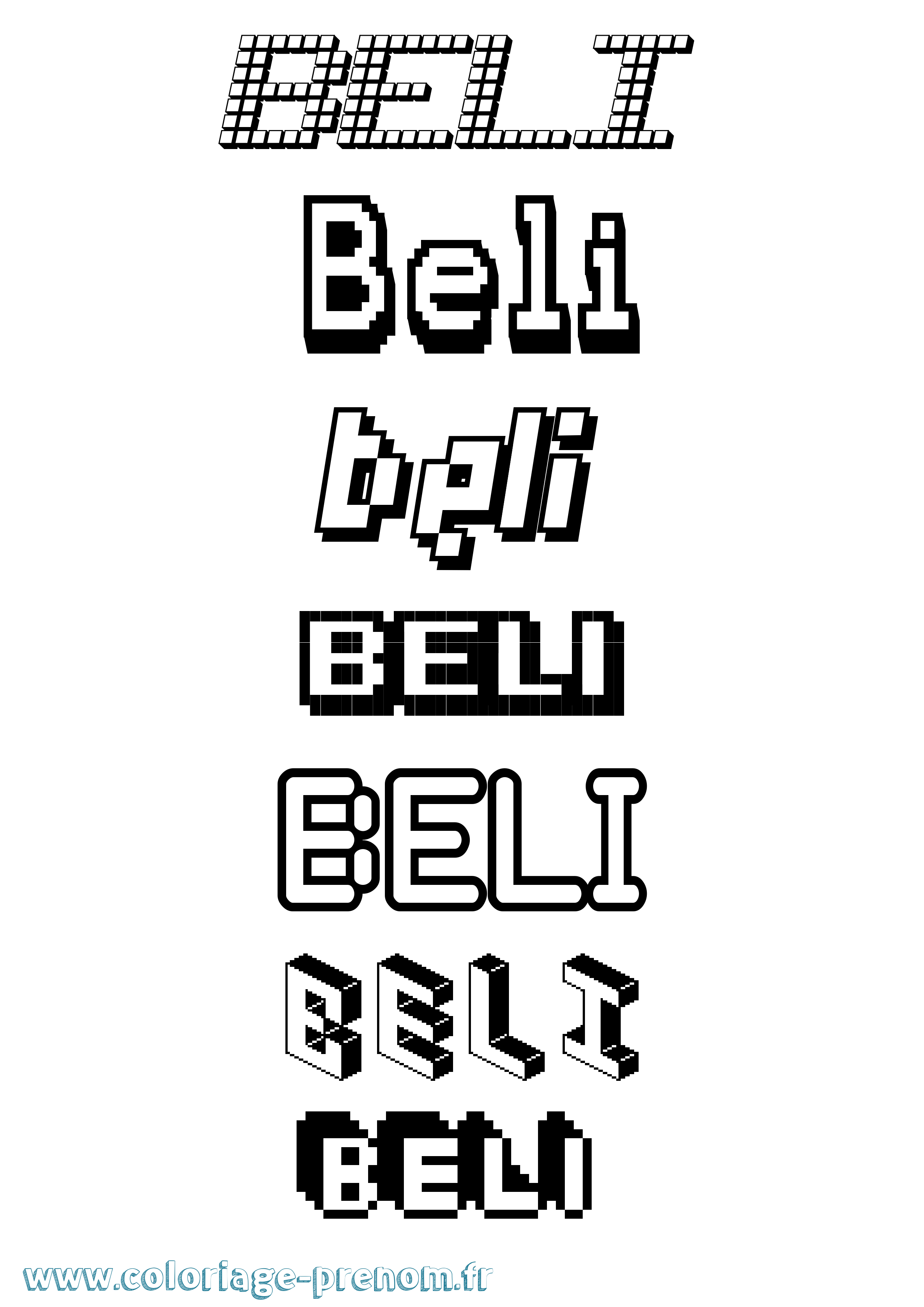 Coloriage prénom Beli Pixel