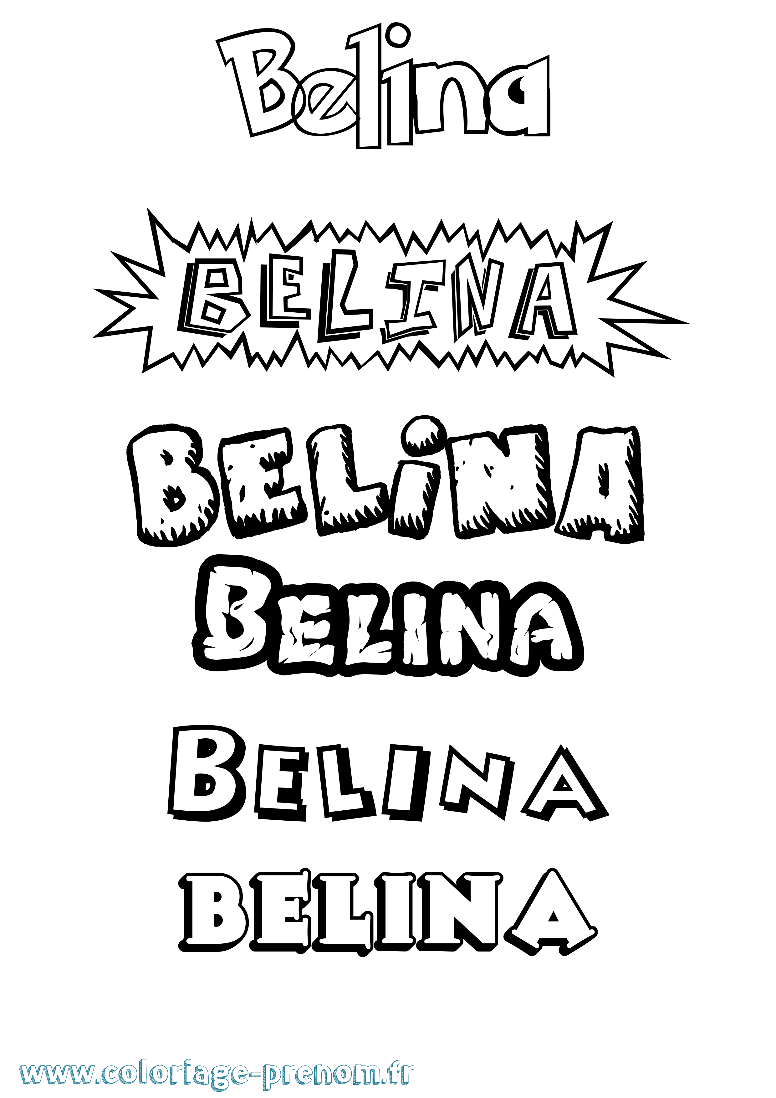 Coloriage prénom Belina Dessin Animé