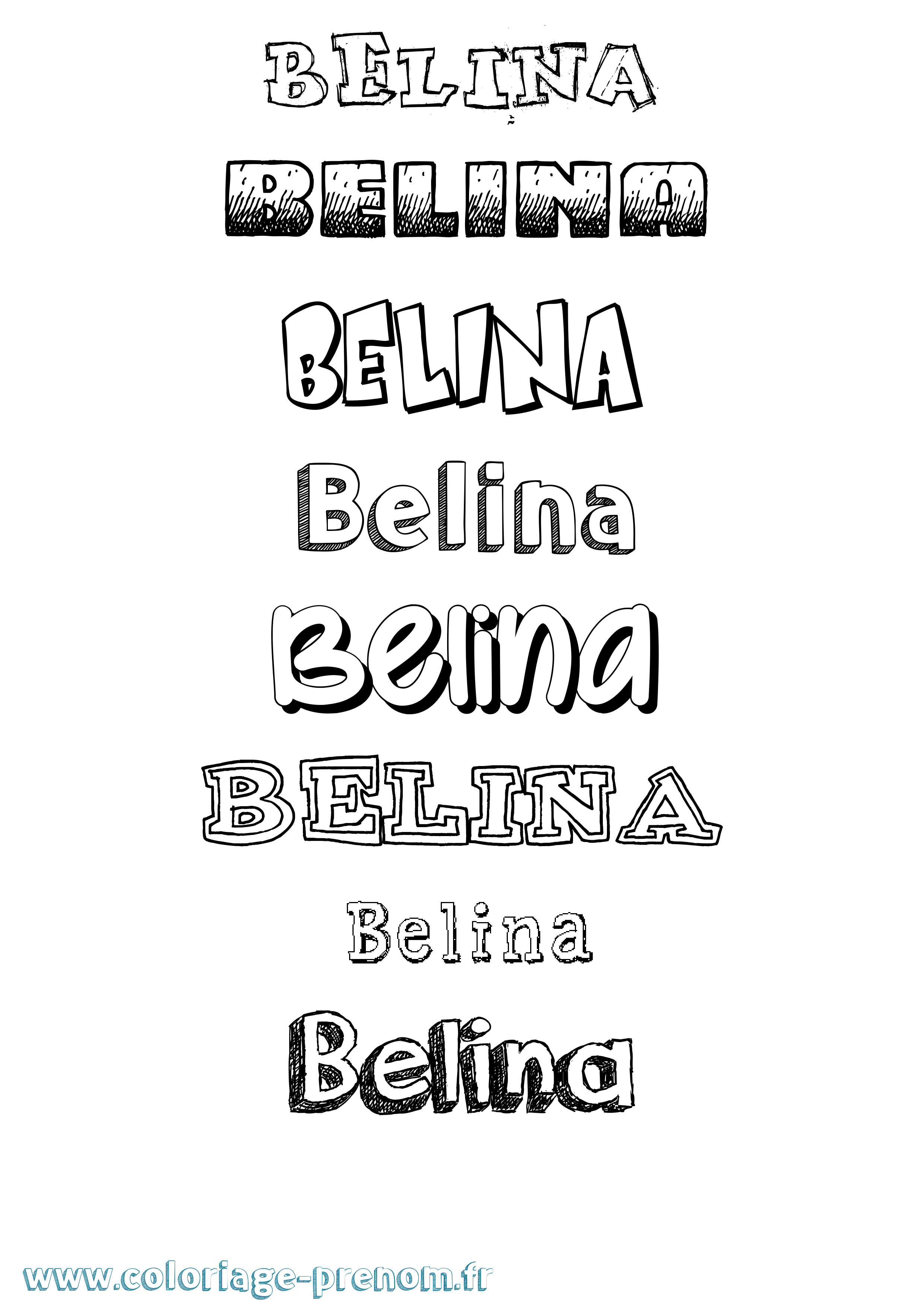 Coloriage prénom Belina Dessiné