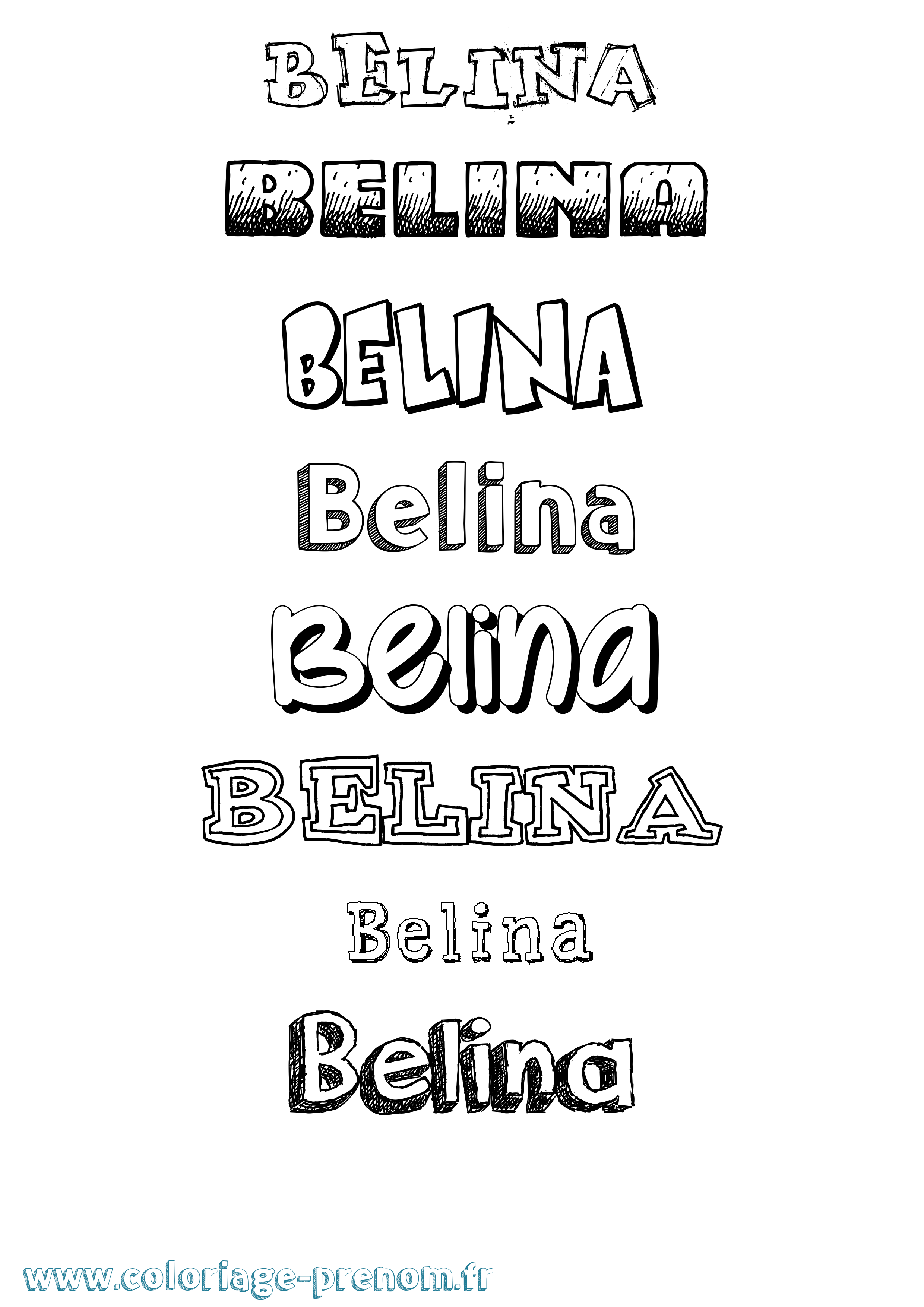 Coloriage Belina Dessiné Coloriage prénom Belina Dessiné