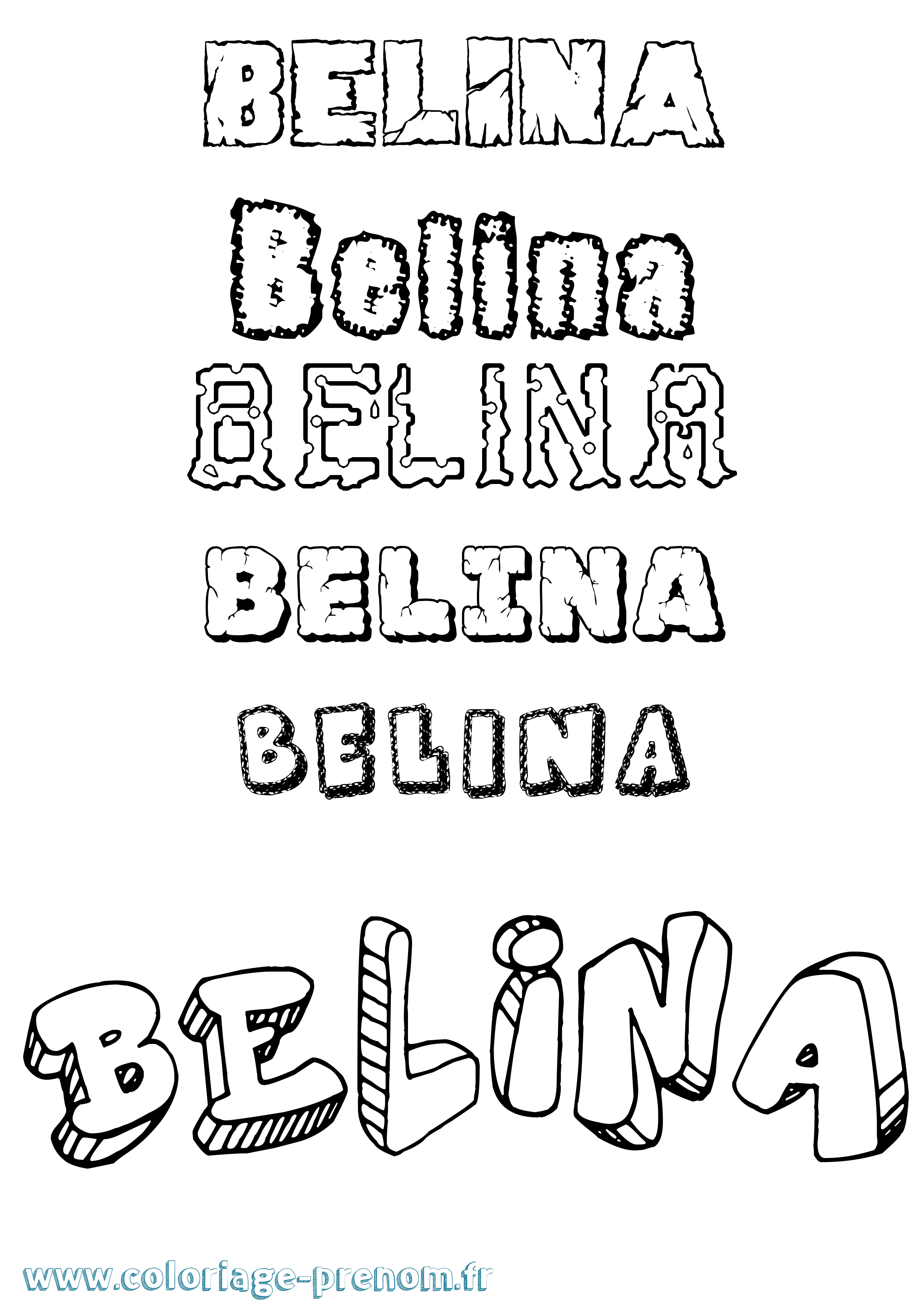 Coloriage Belina Destructuré Coloriage prénom Belina Destructuré