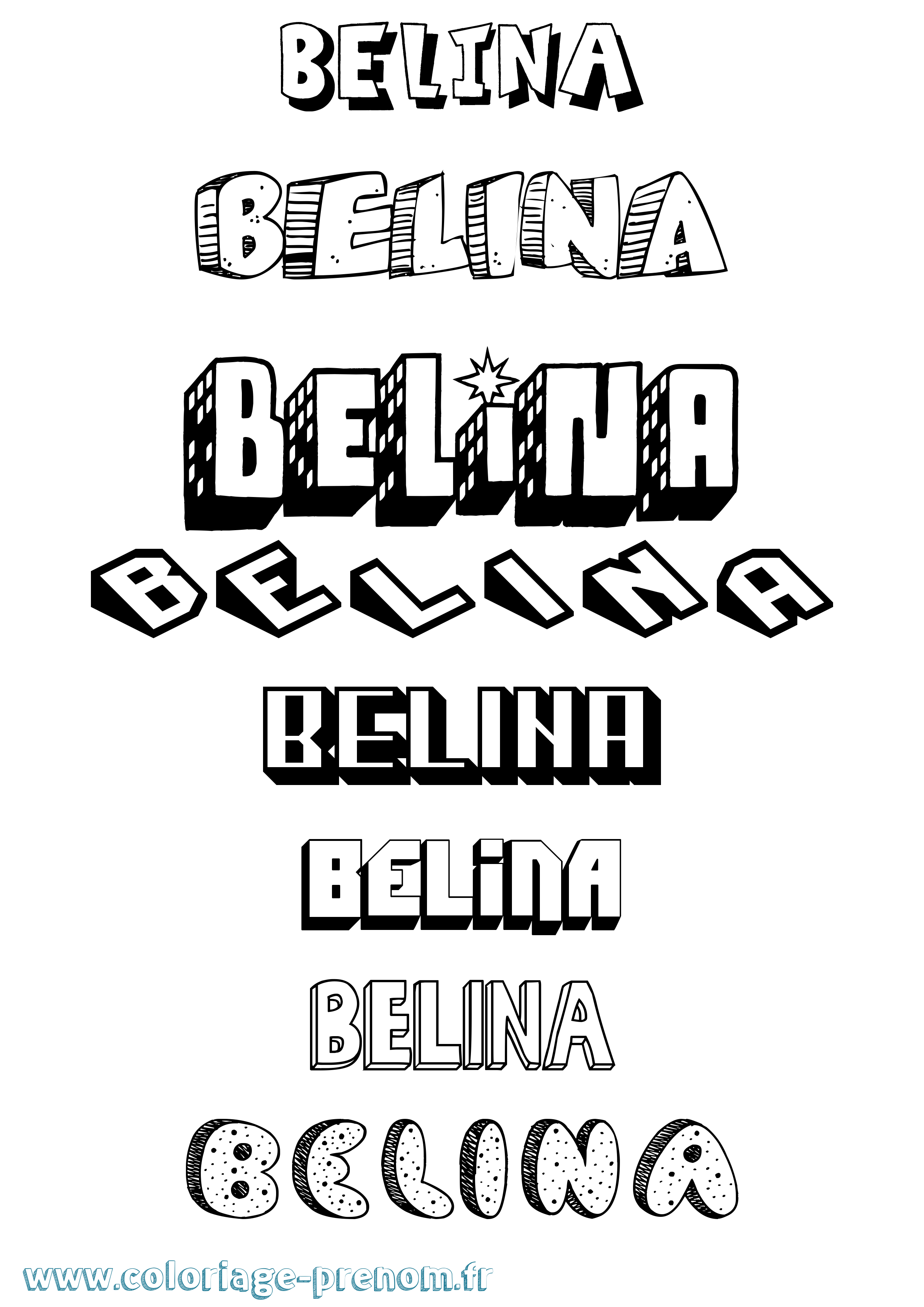 Coloriage prénom Belina Effet 3D