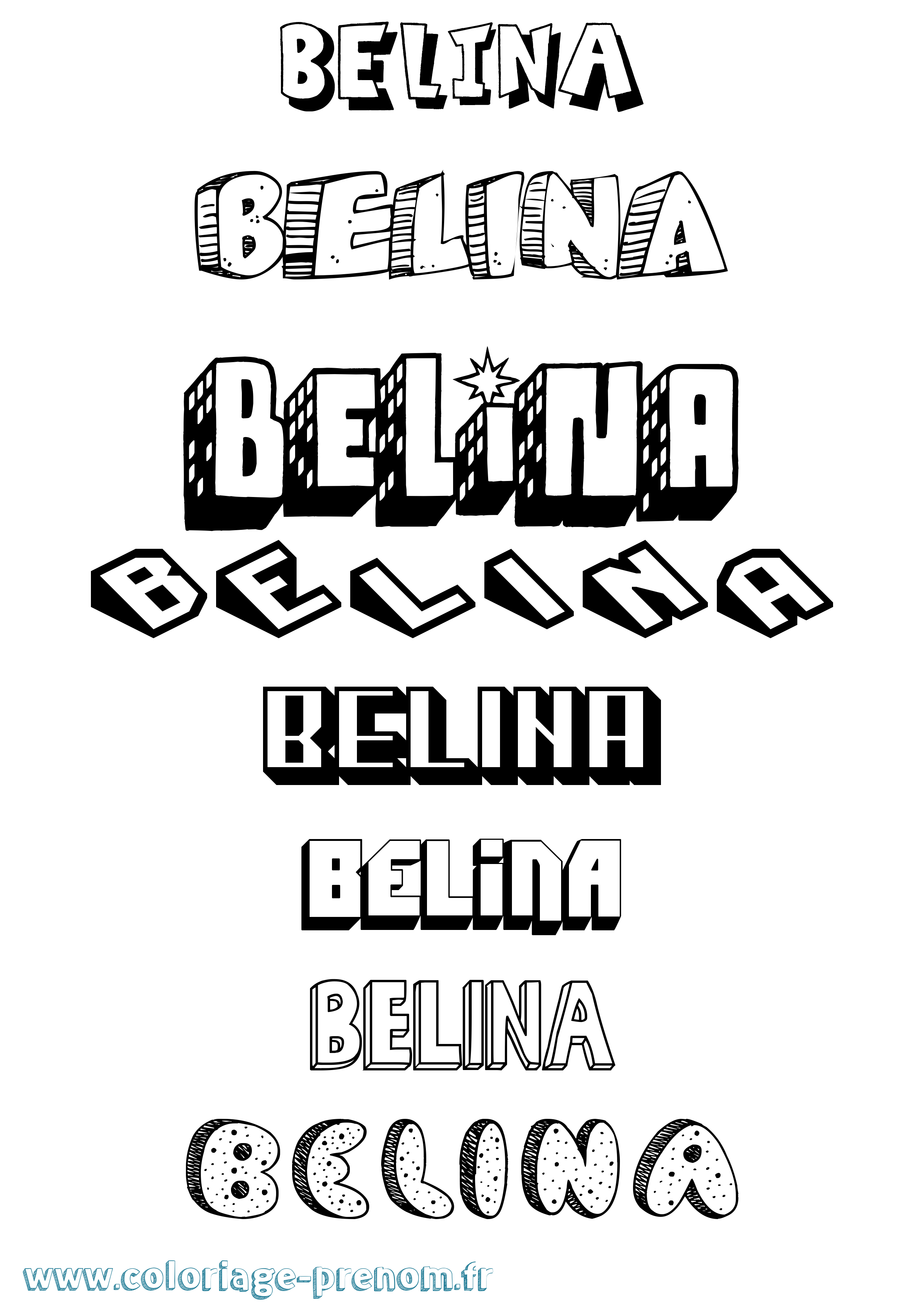Coloriage Belina Effet 3D Coloriage prénom Belina Effet 3D