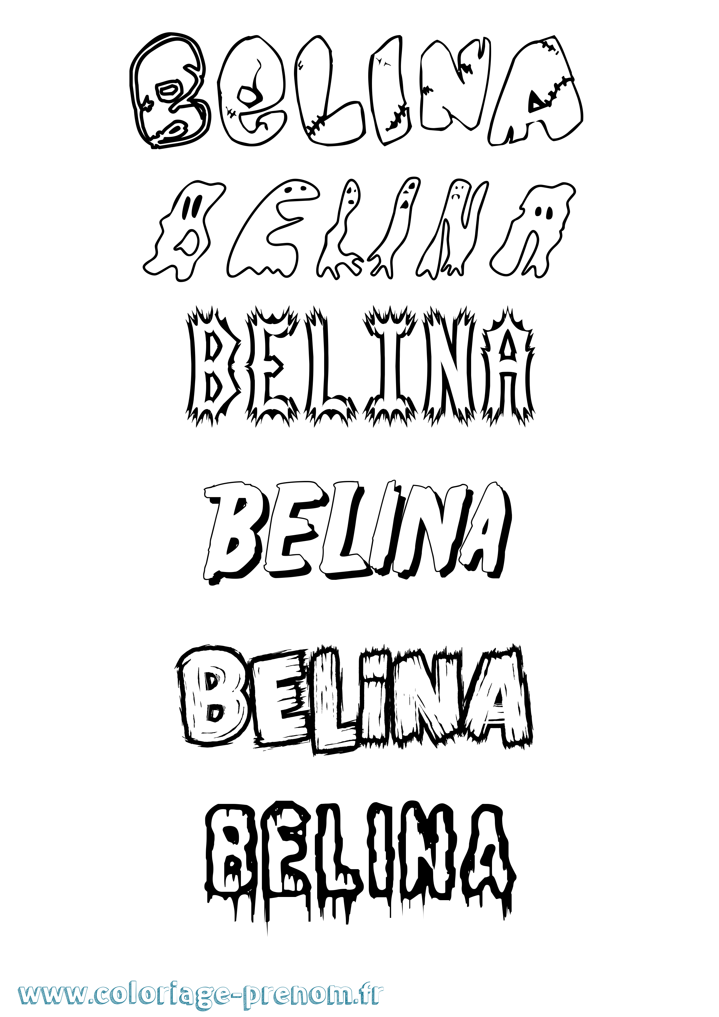 Coloriage prénom Belina Frisson