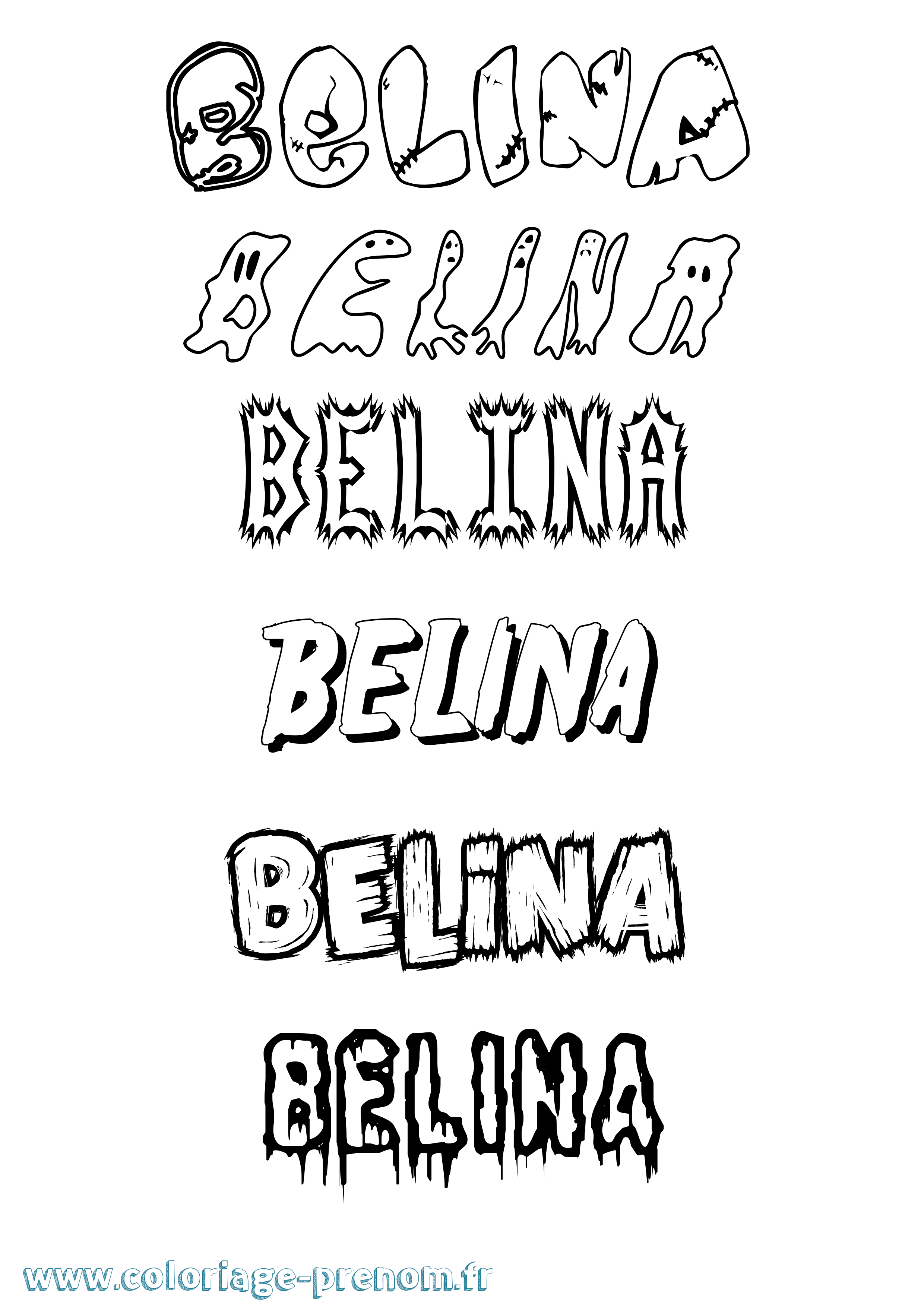 Coloriage Belina Frisson Coloriage prénom Belina Frisson