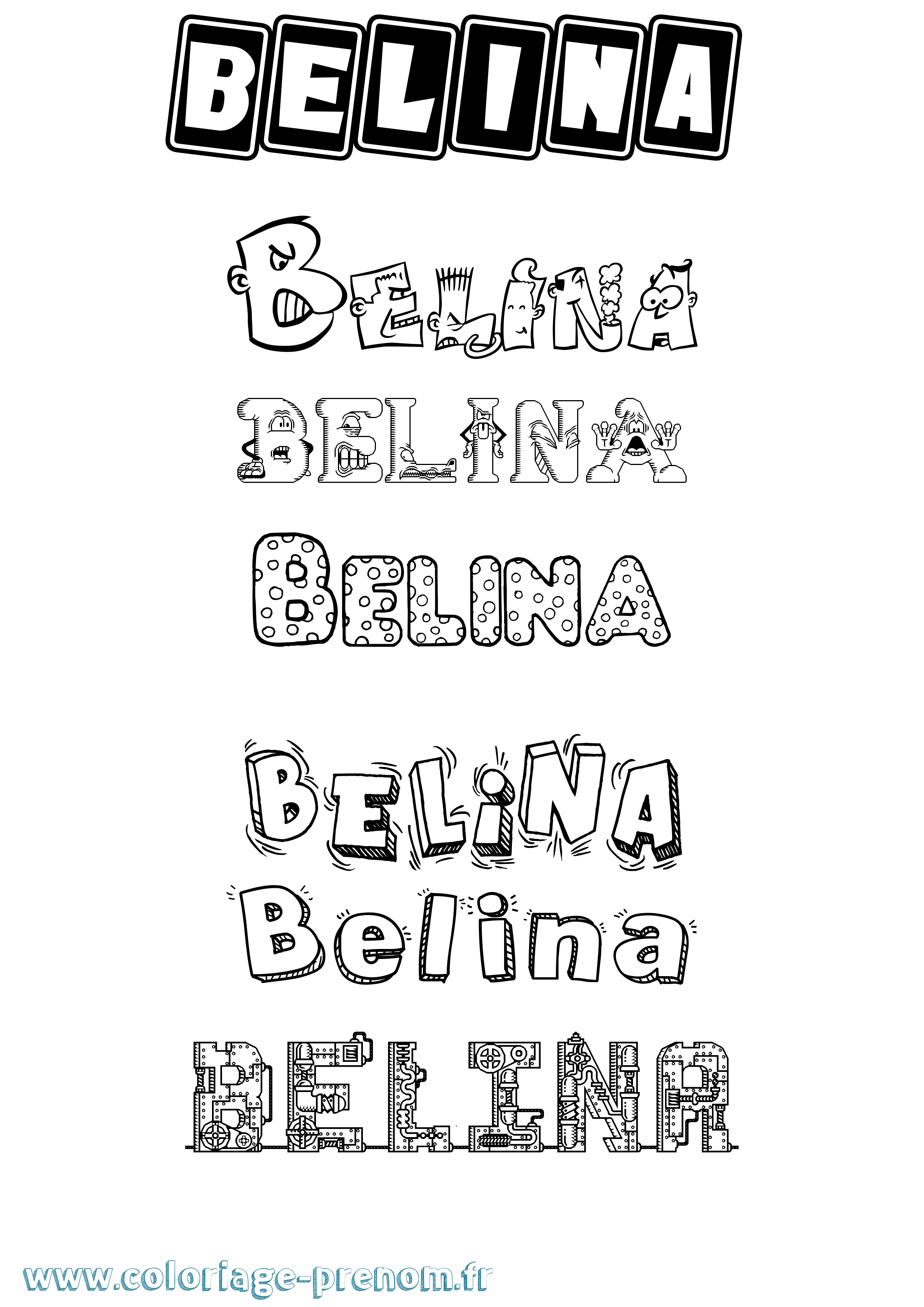 Coloriage prénom Belina Fun