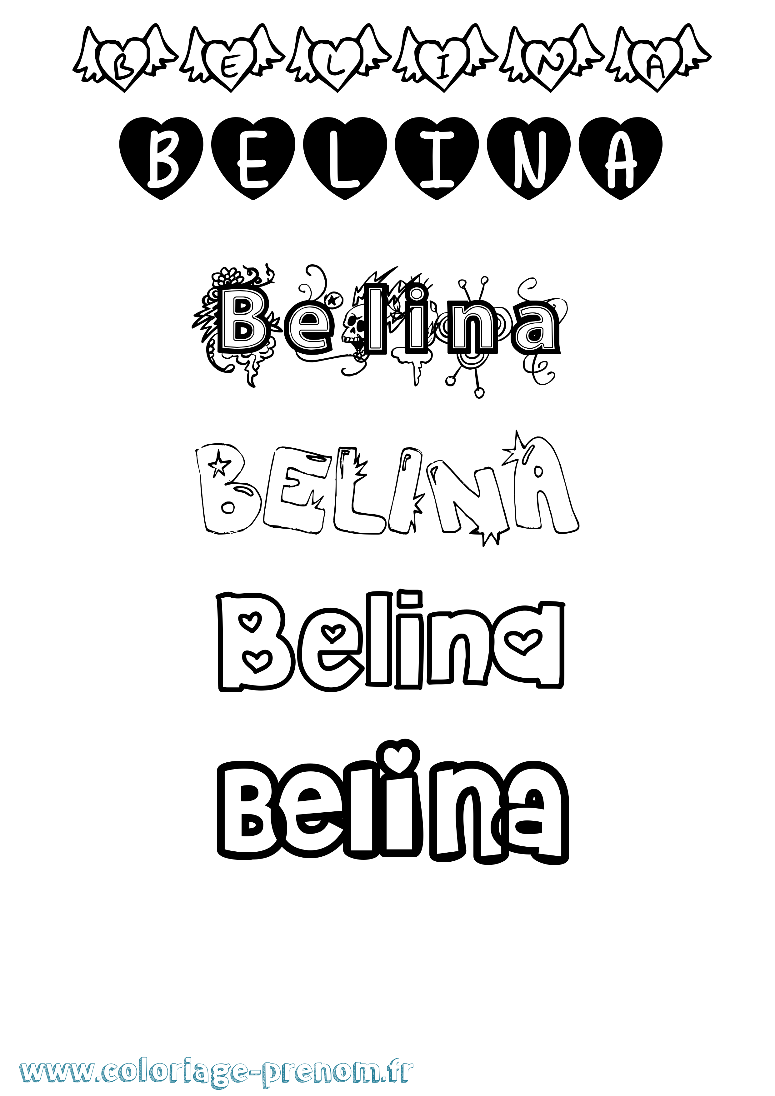 Coloriage prénom Belina Girly