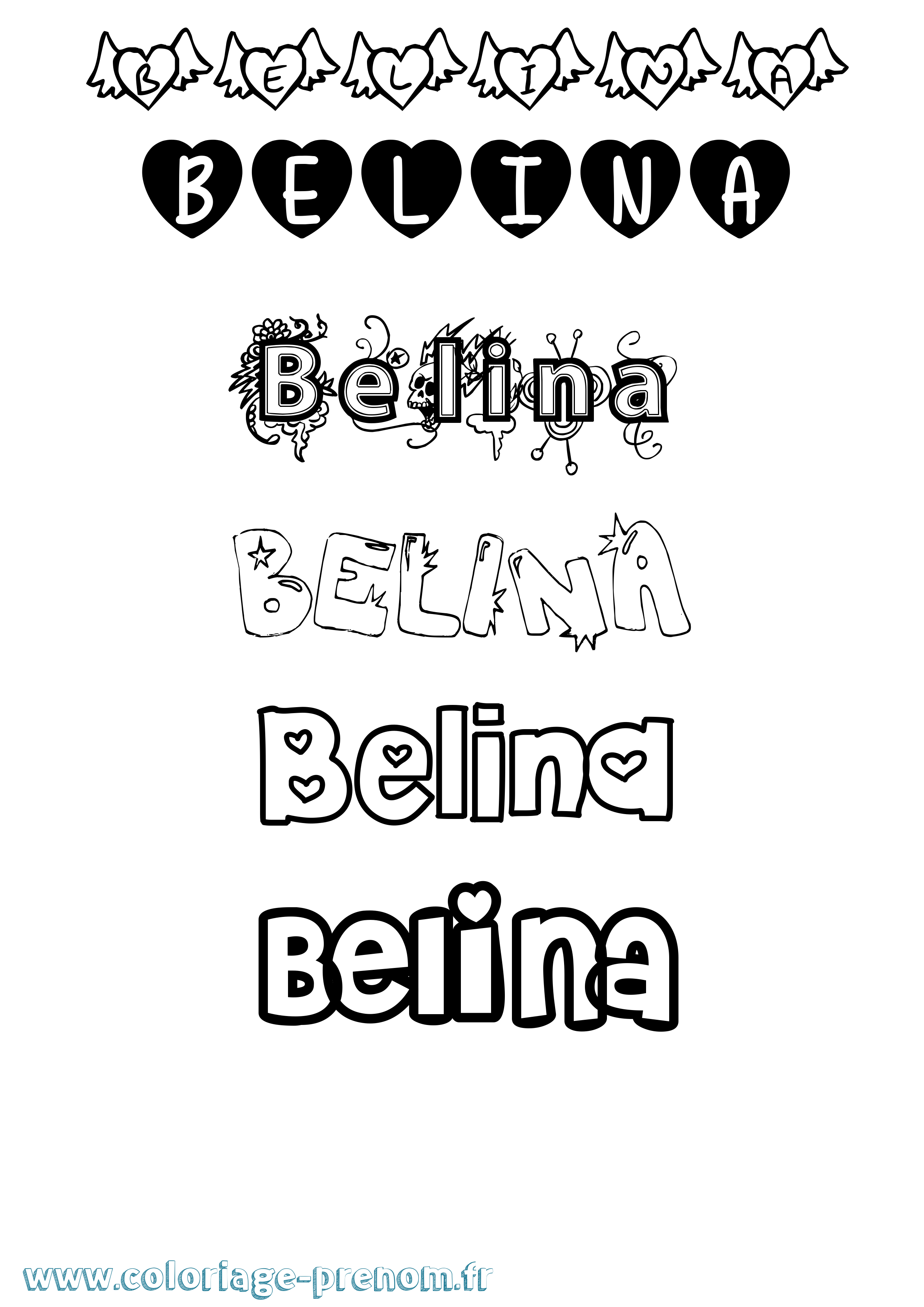 Coloriage Belina Girly Coloriage prénom Belina Girly