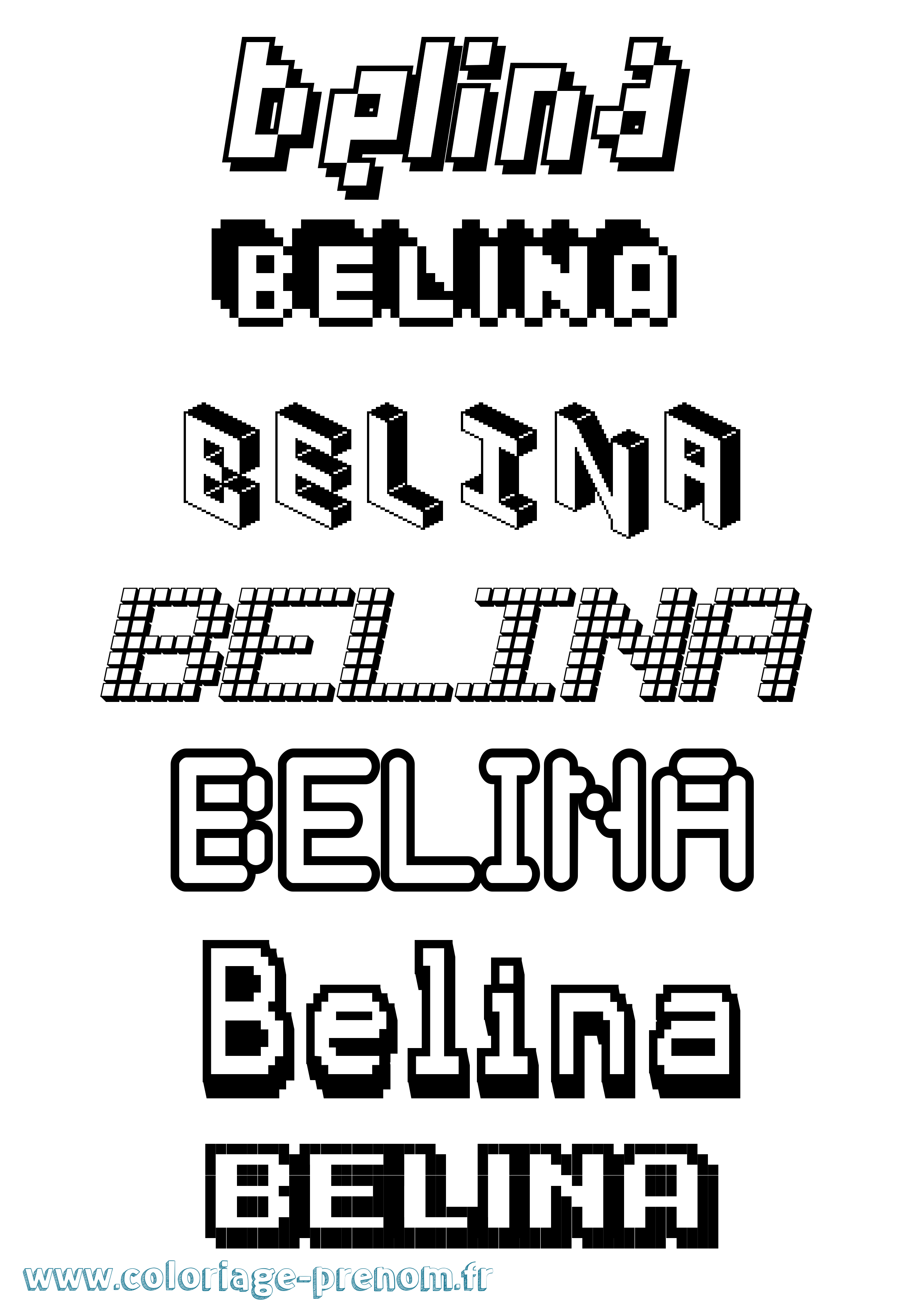 Coloriage prénom Belina Pixel