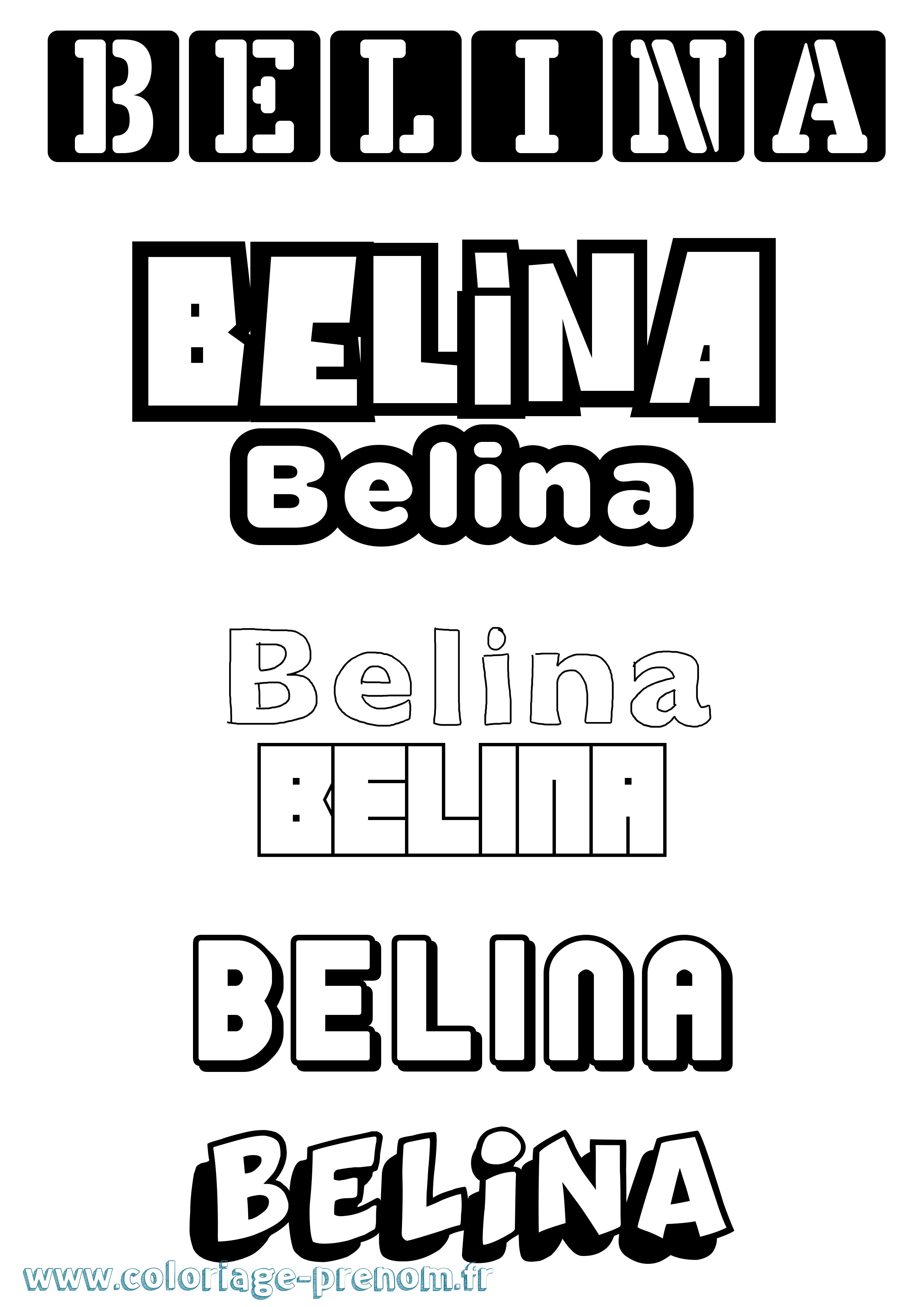 Coloriage Belina Simple Coloriage prénom Belina Simple
