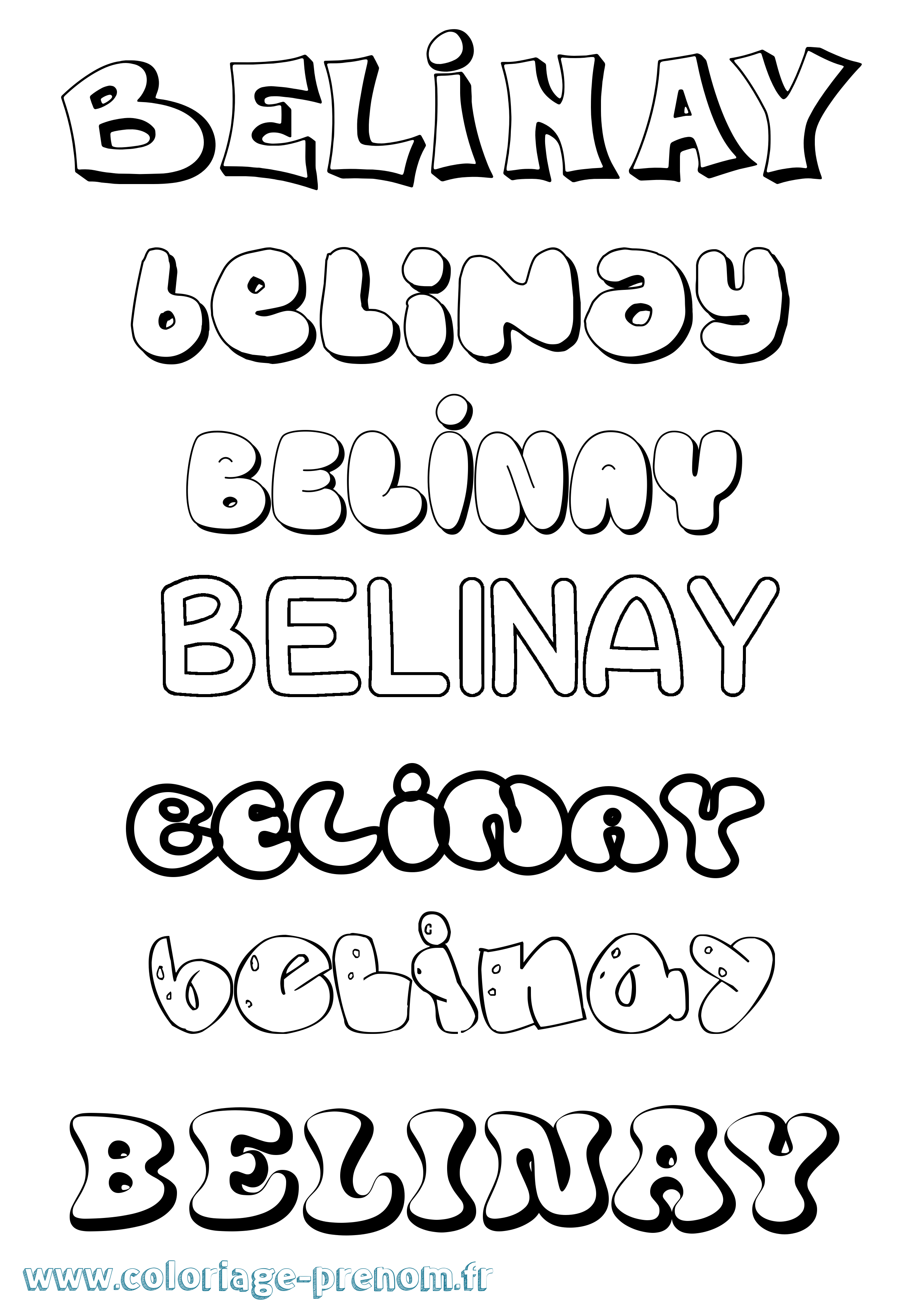 Coloriage prénom Belinay Bubble