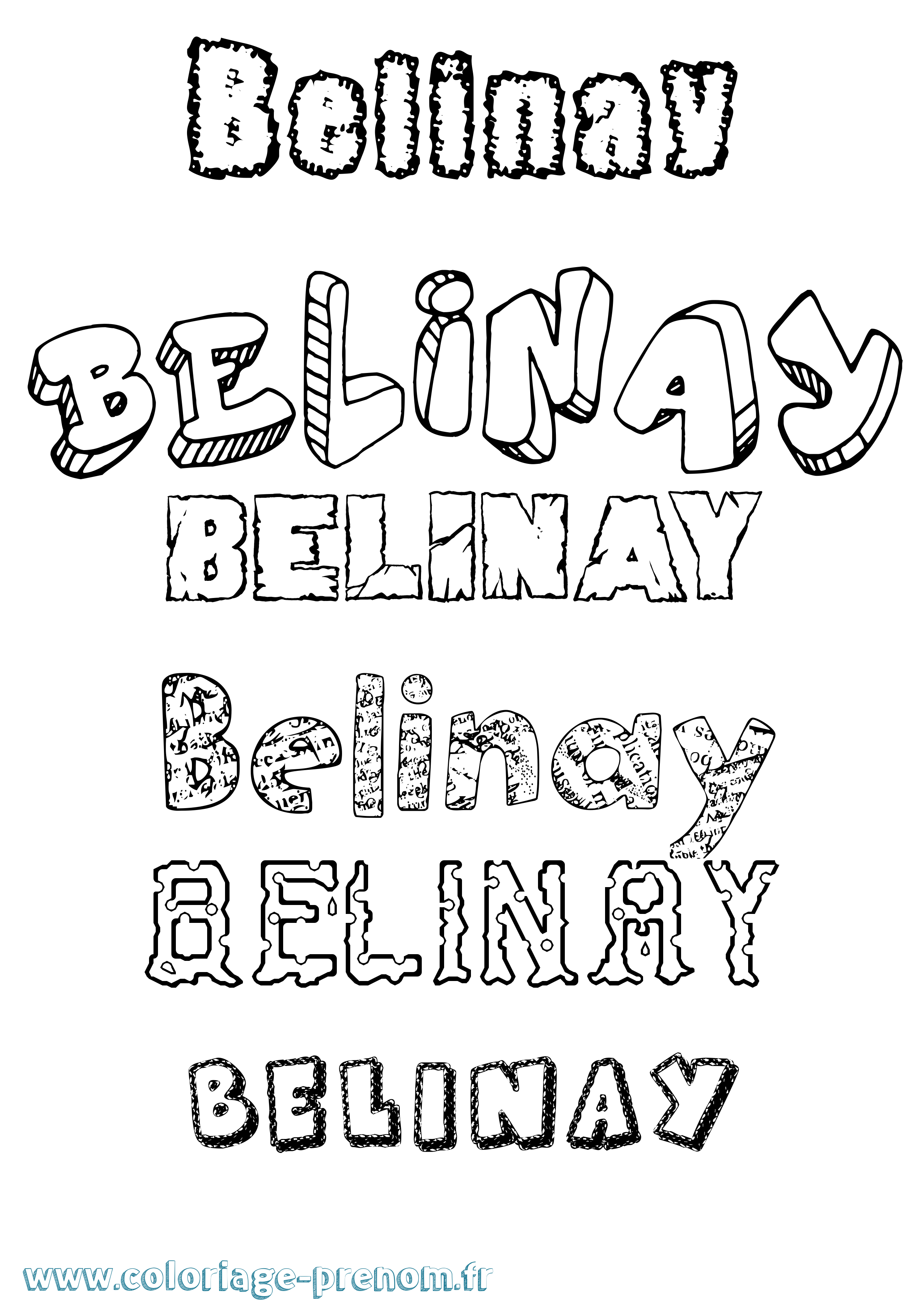 Coloriage prénom Belinay Destructuré