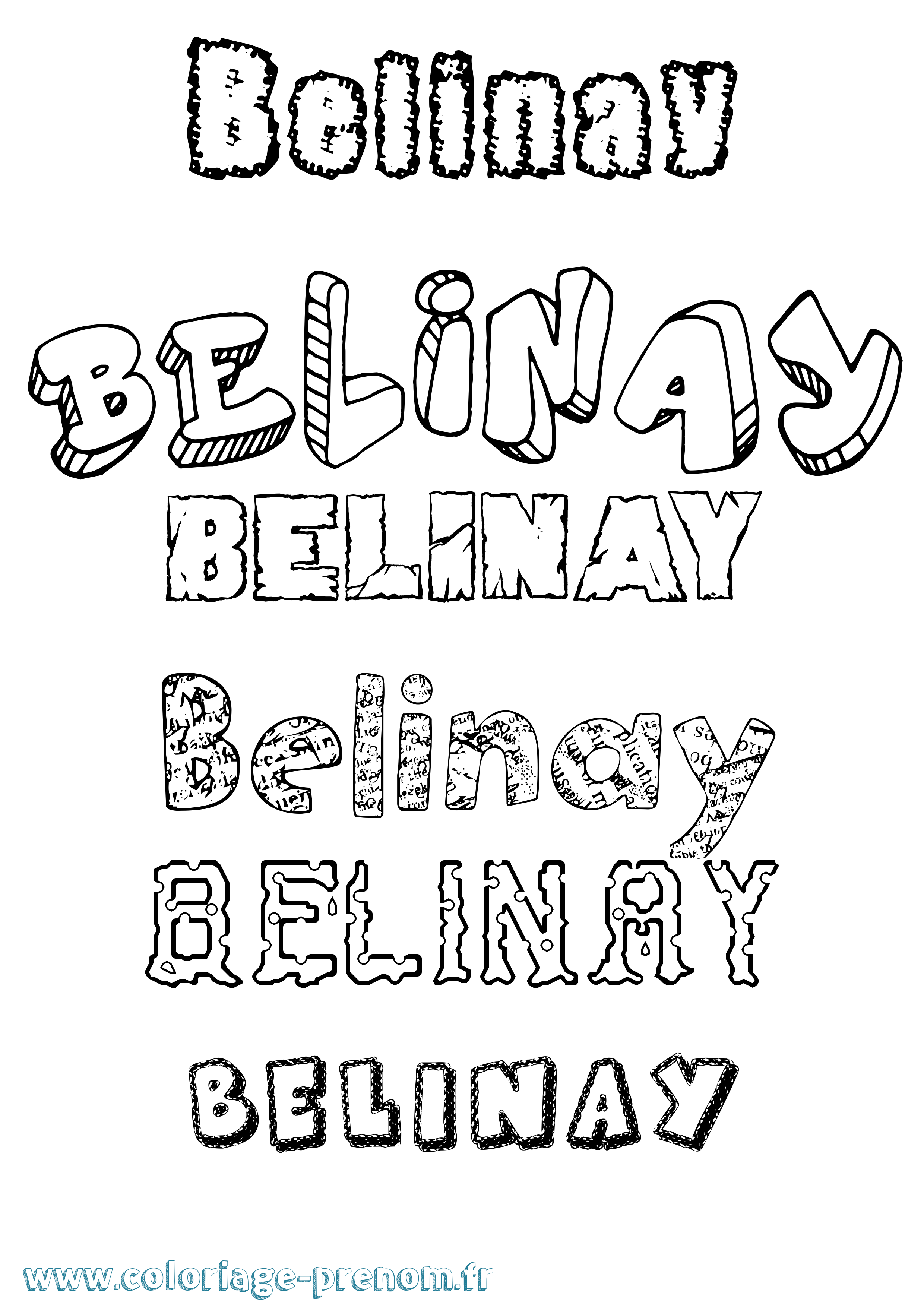 Coloriage Belinay Destructuré Coloriage prénom Belinay Destructuré