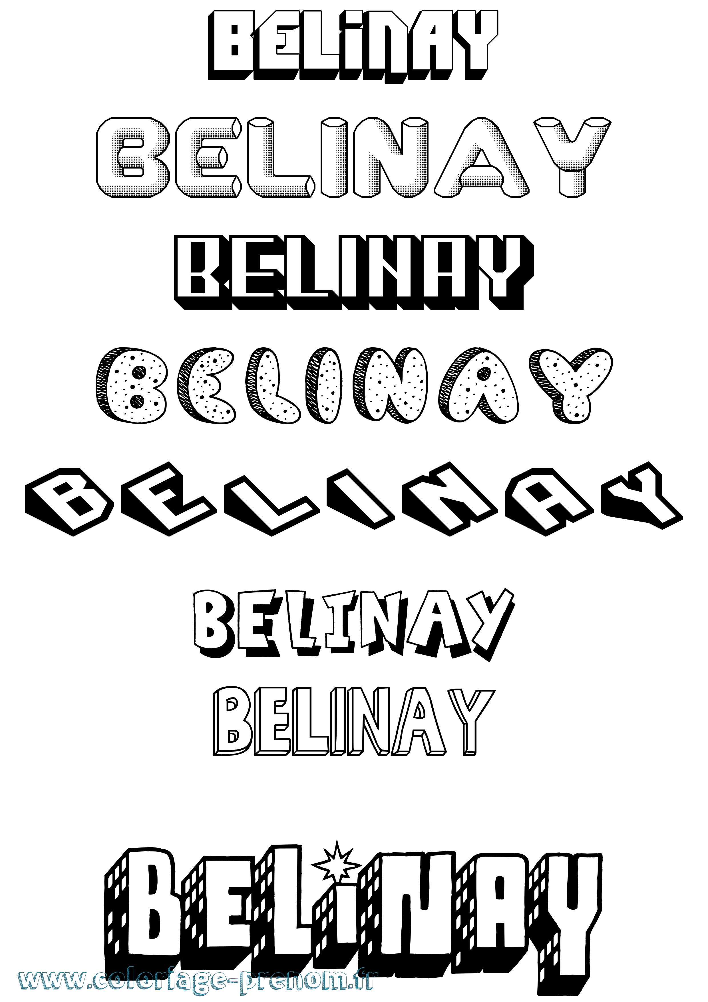 Coloriage Belinay Effet 3D Coloriage prénom Belinay Effet 3D