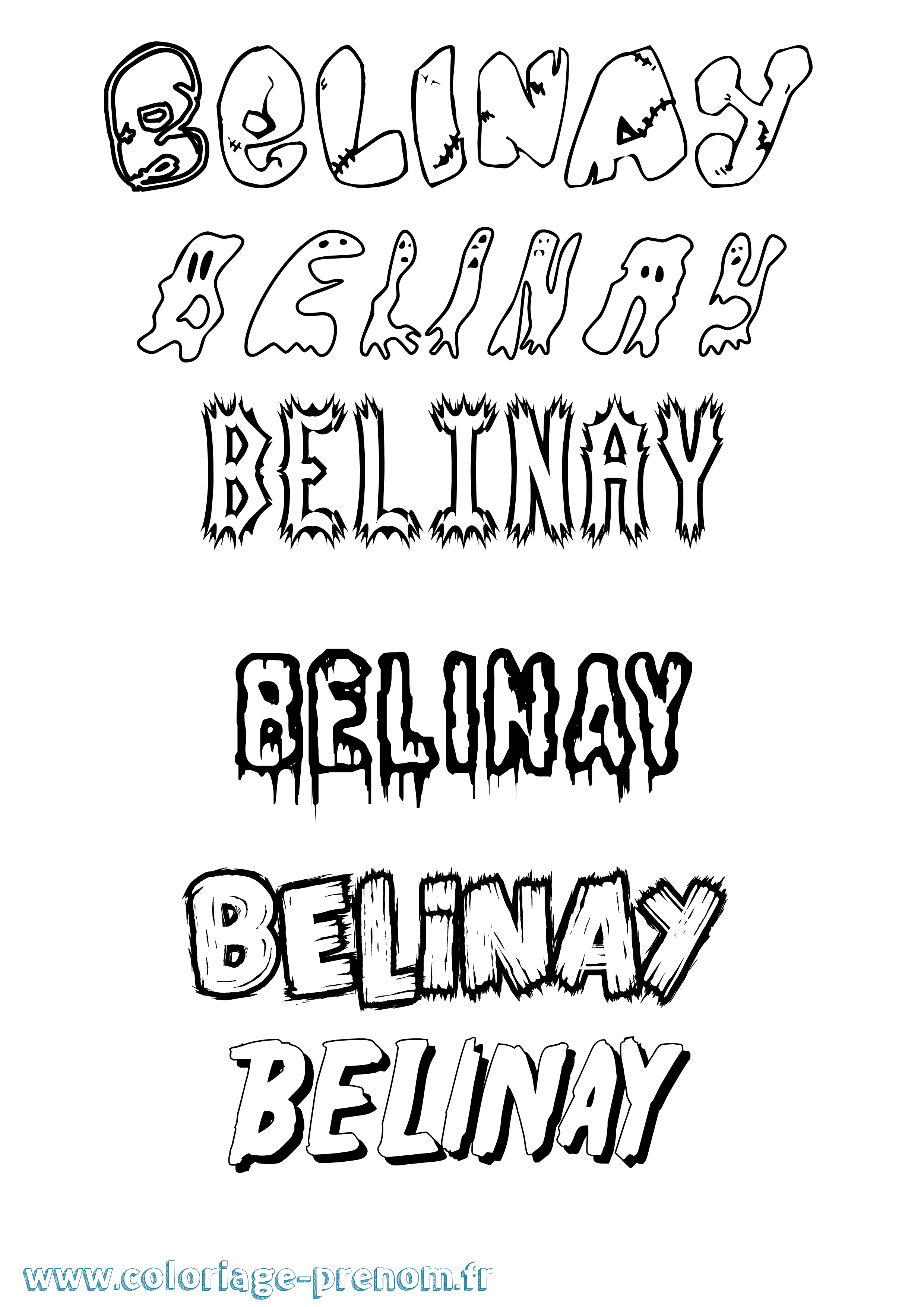 Coloriage Belinay Frisson Coloriage prénom Belinay Frisson