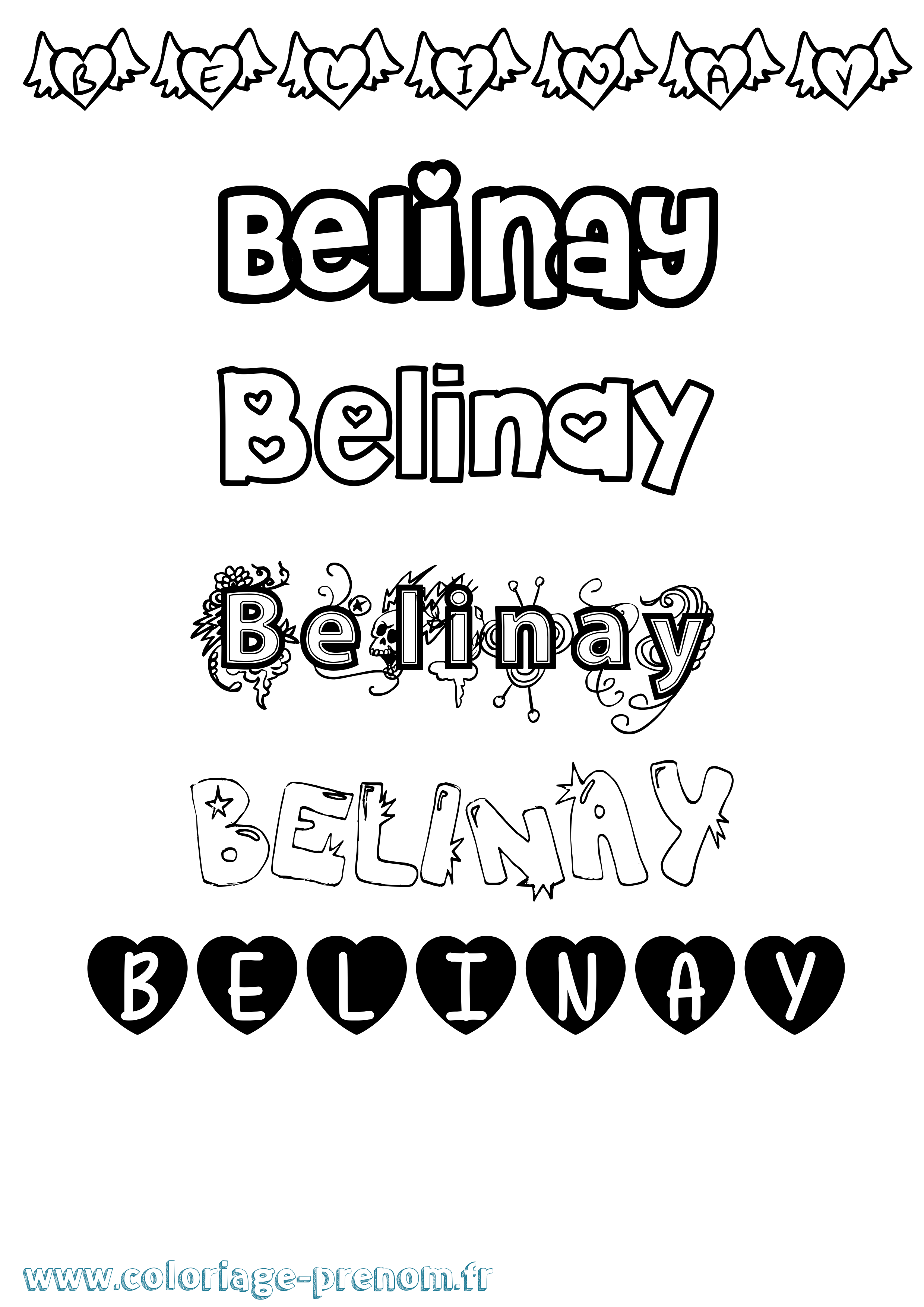 Coloriage Belinay Girly Coloriage prénom Belinay Girly