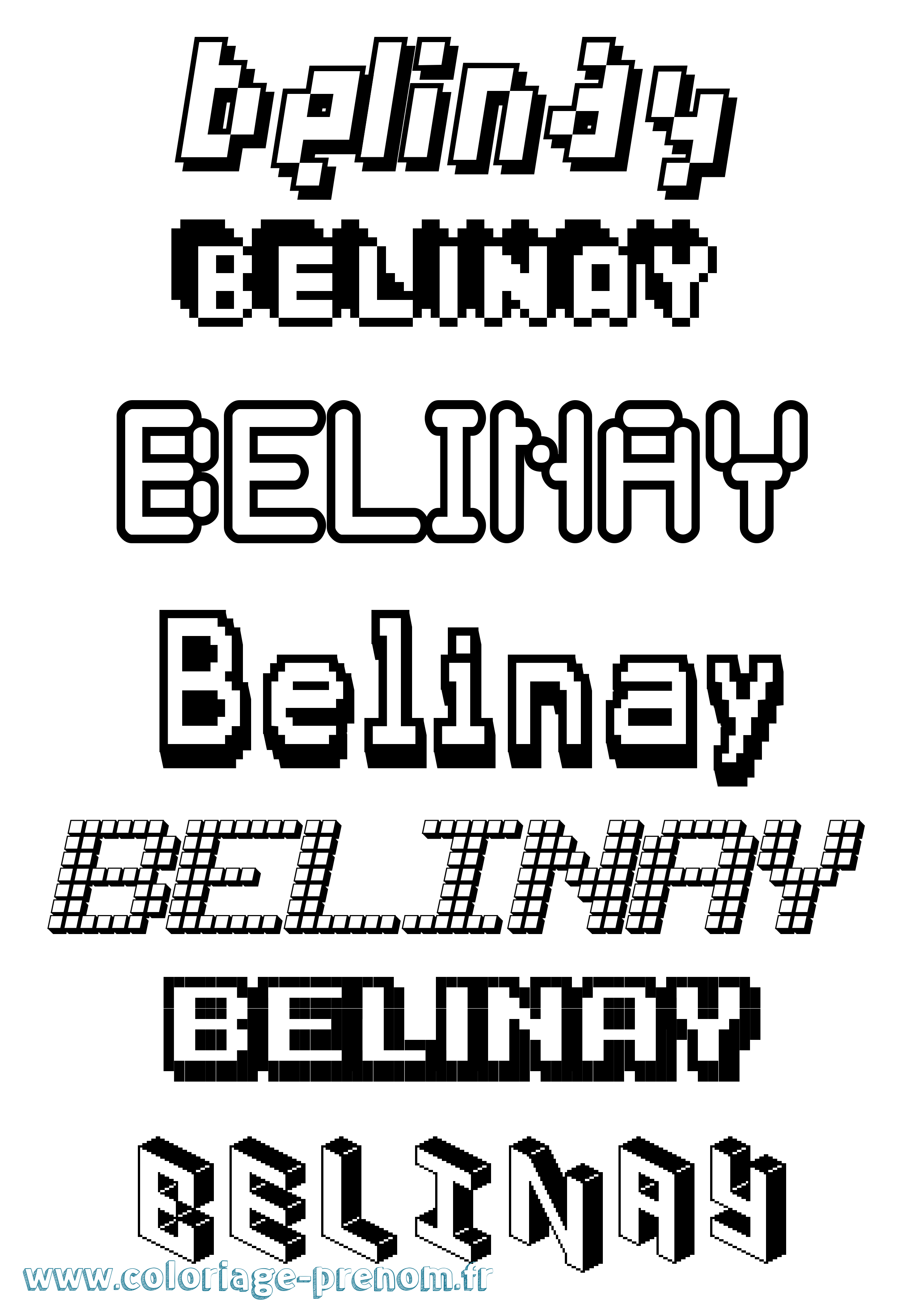 Coloriage prénom Belinay Pixel
