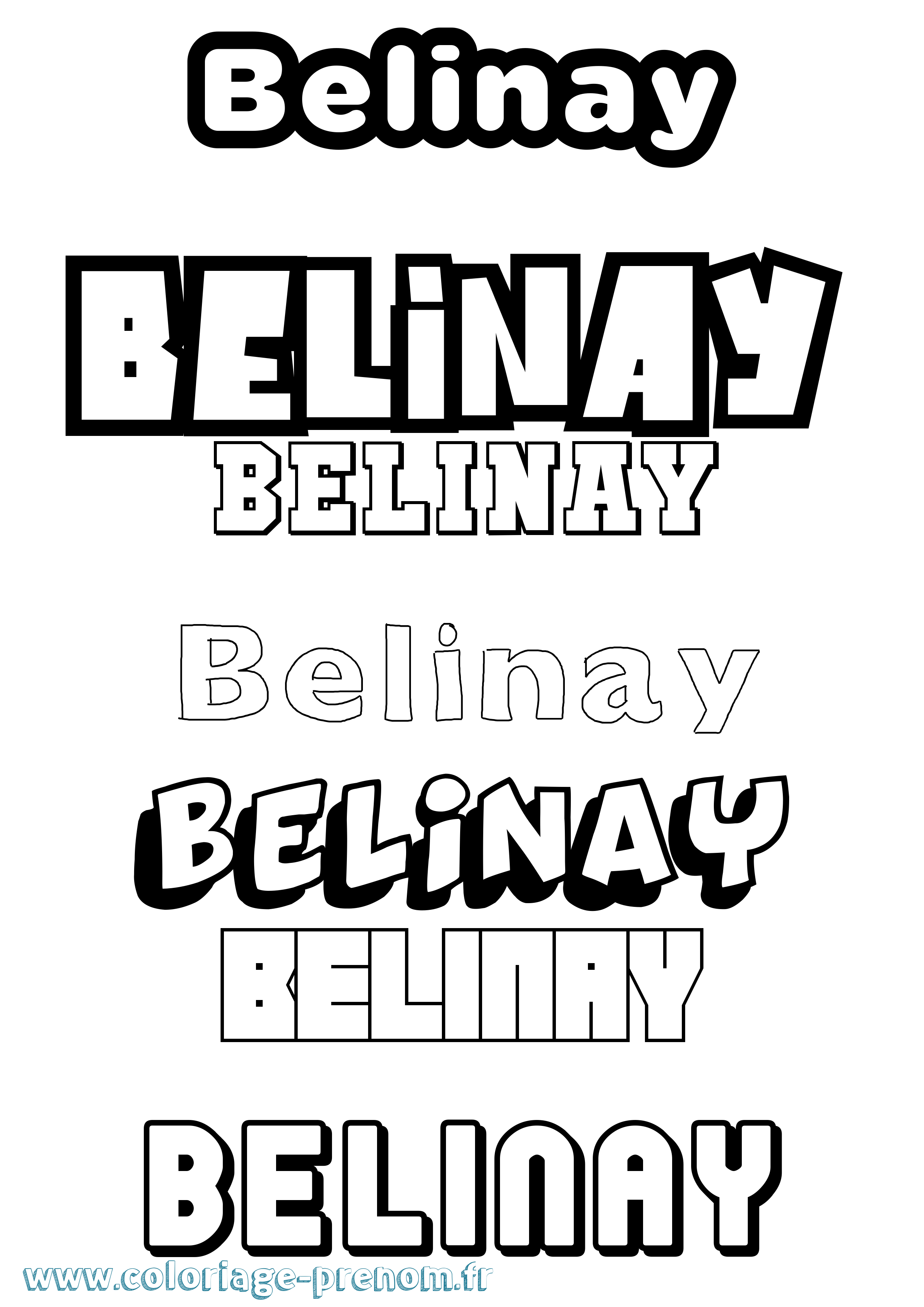 Coloriage prénom Belinay Simple