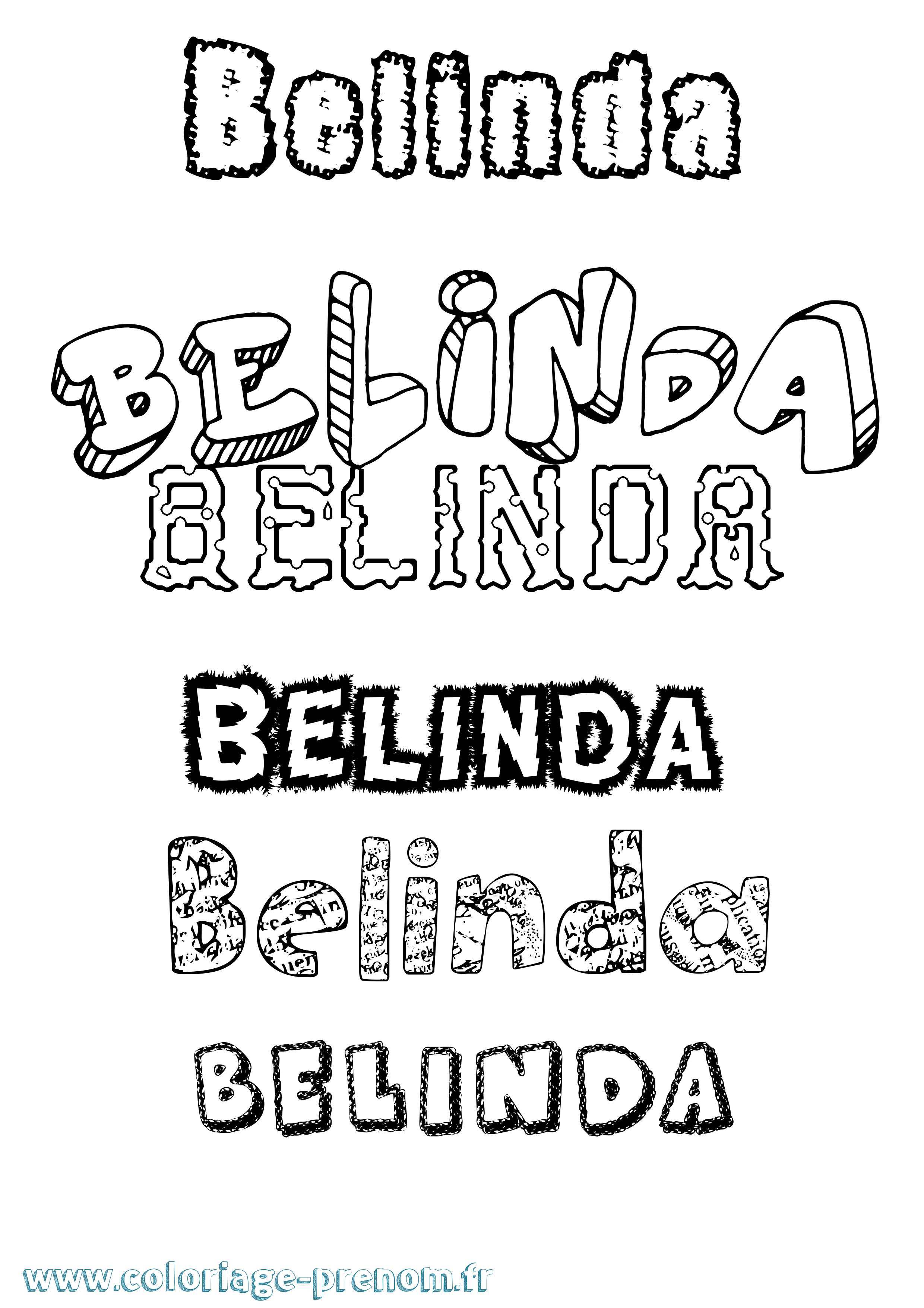 Coloriage Belinda Destructuré Coloriage prénom Belinda Destructuré