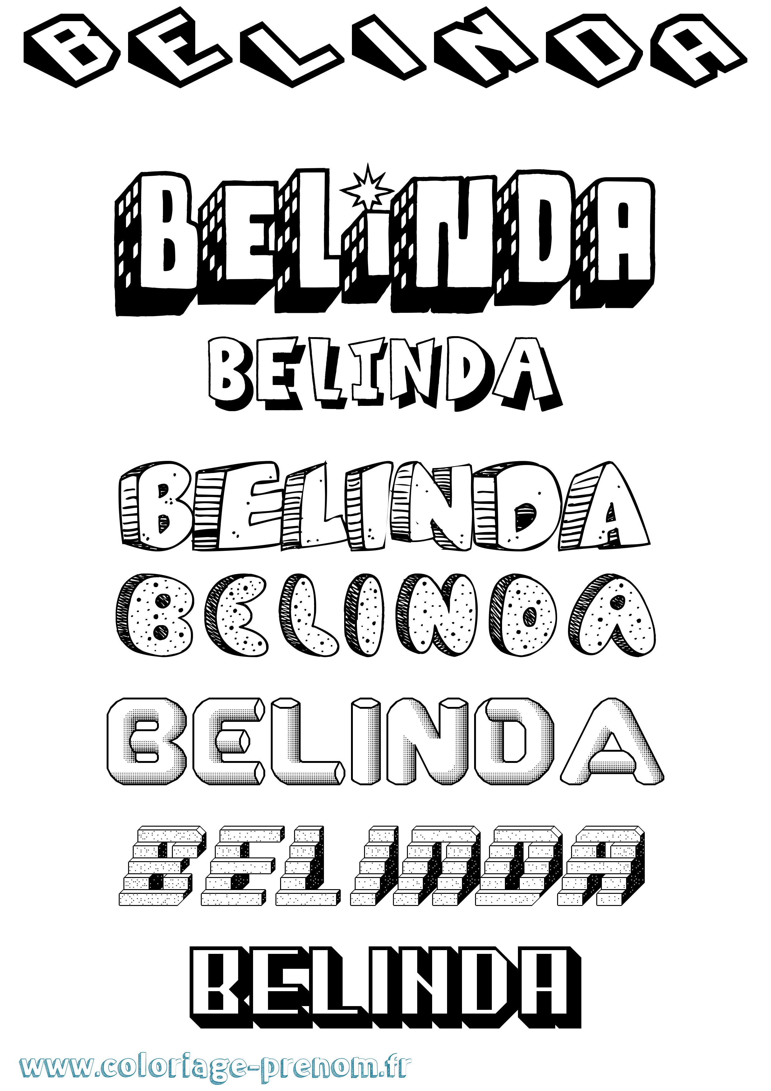 Coloriage Belinda Effet 3D Coloriage prénom Belinda Effet 3D
