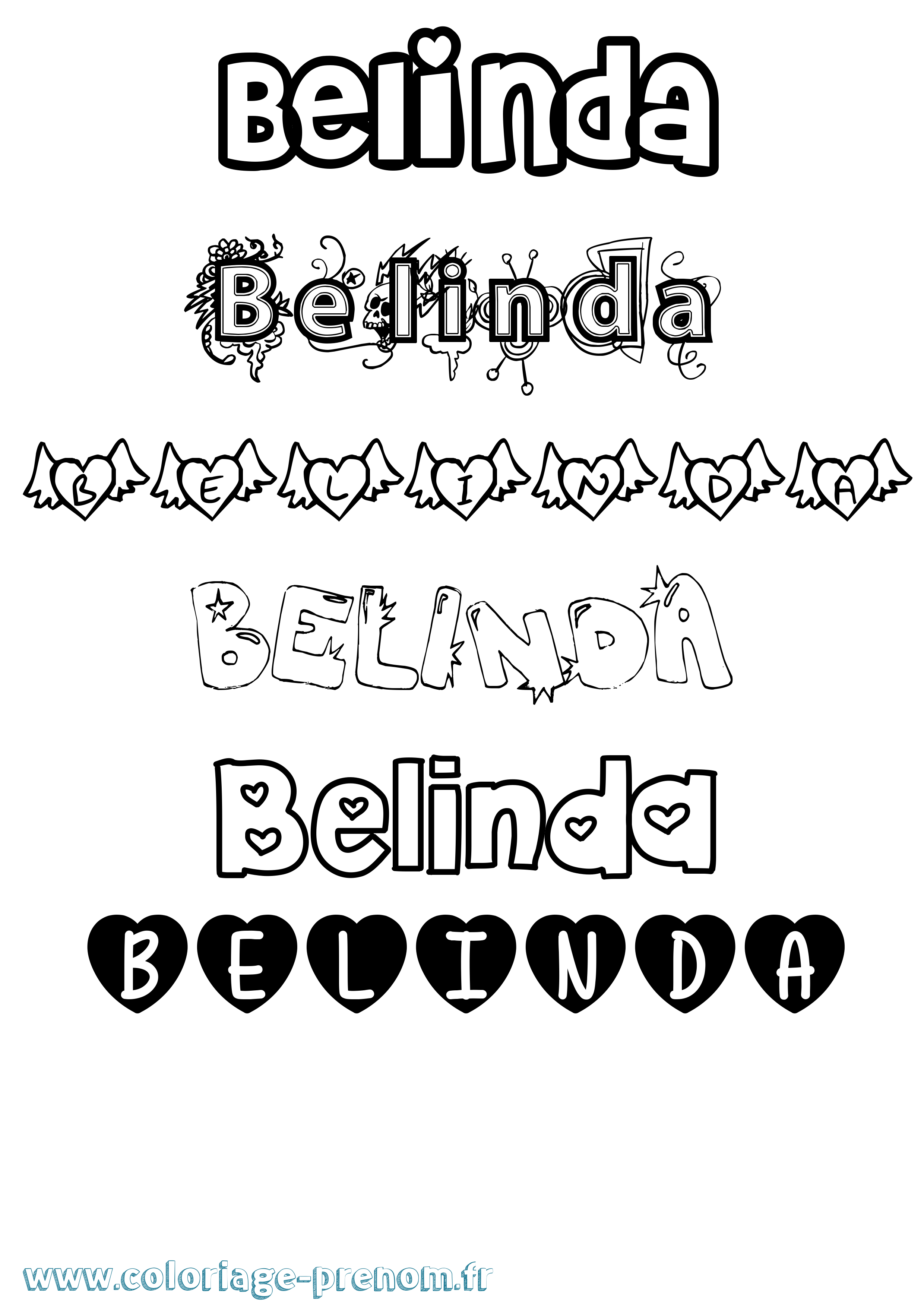 Coloriage Belinda Girly Coloriage prénom Belinda Girly