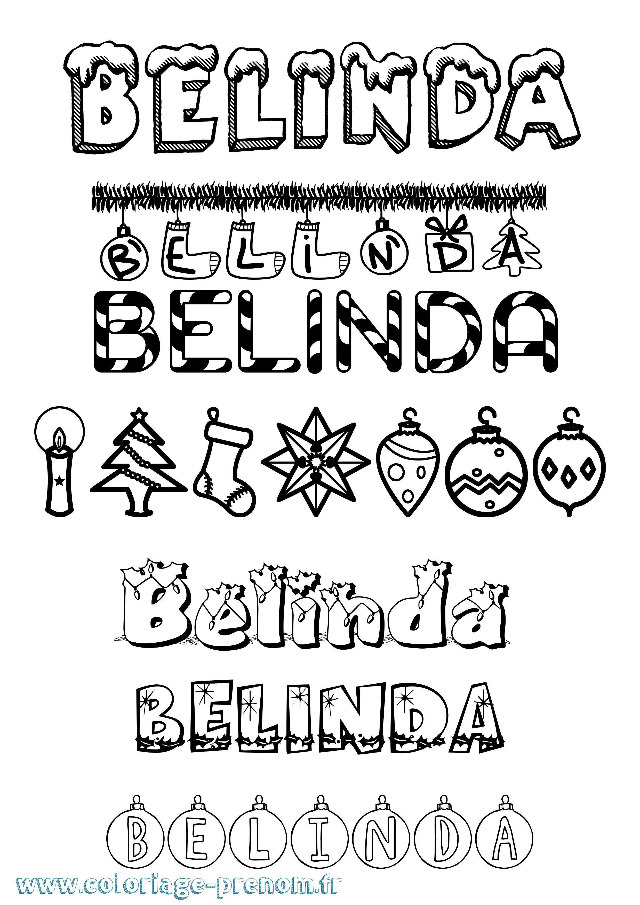 Coloriage Belinda Noël Coloriage prénom Belinda Noël