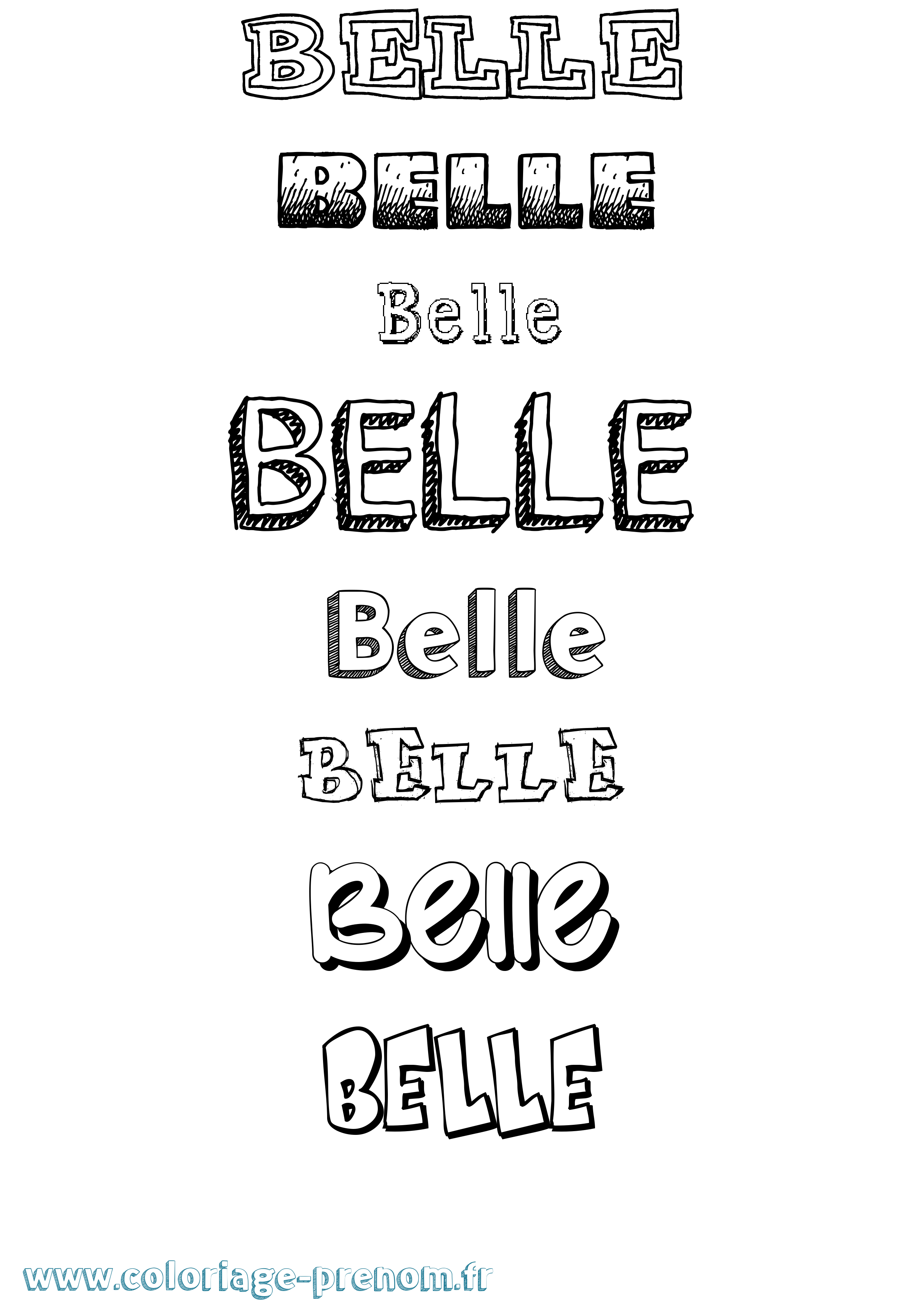 Coloriage Belle Dessiné Coloriage prénom Belle Dessiné