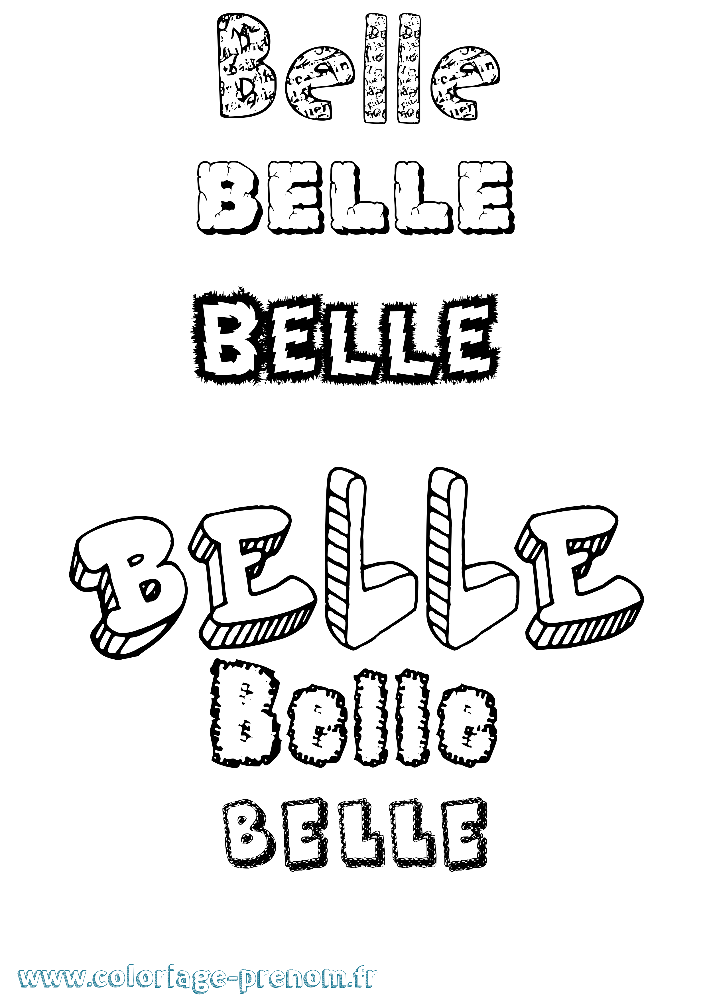Coloriage Belle Destructuré Coloriage prénom Belle Destructuré