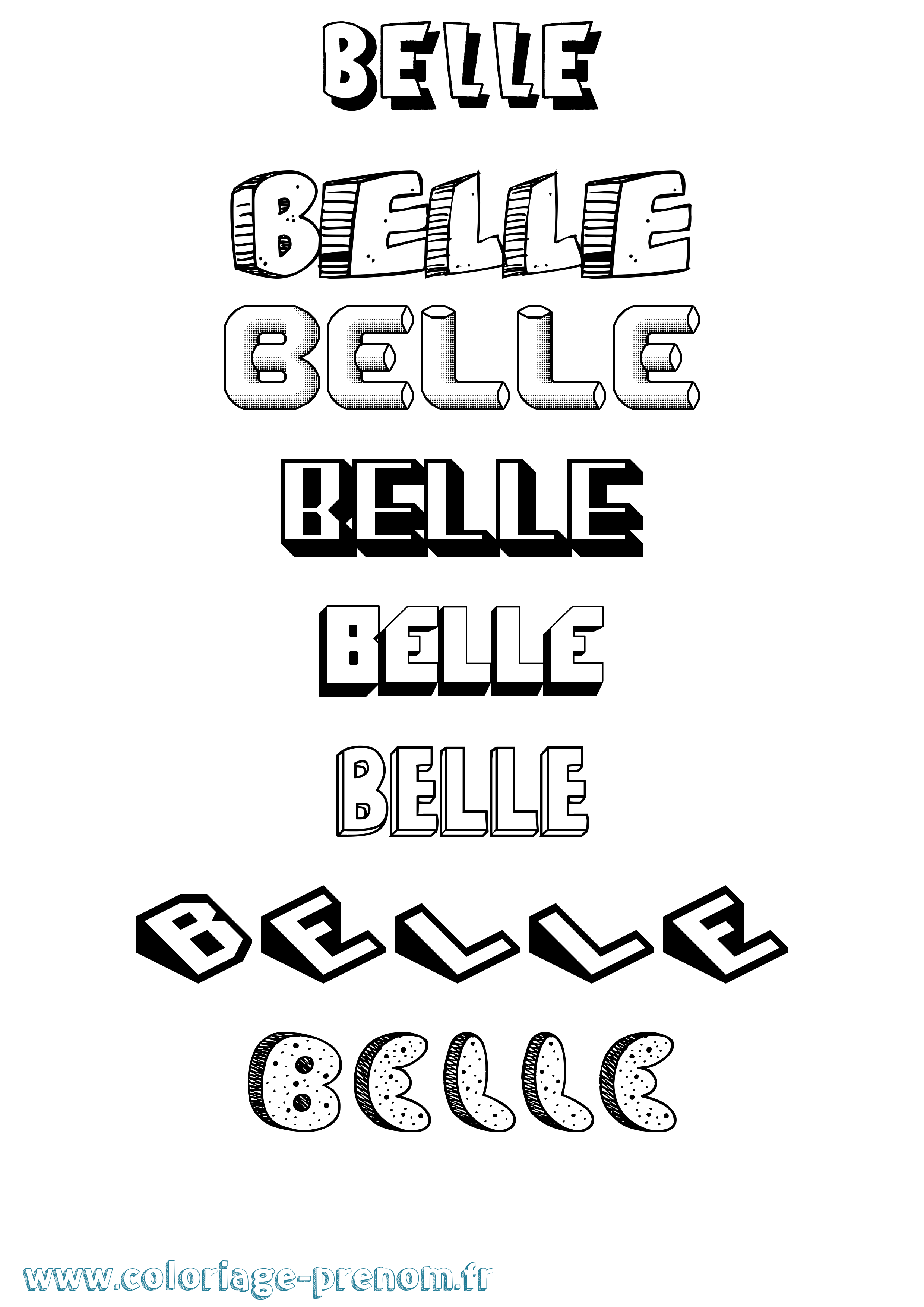 Coloriage Belle Effet 3D Coloriage prénom Belle Effet 3D