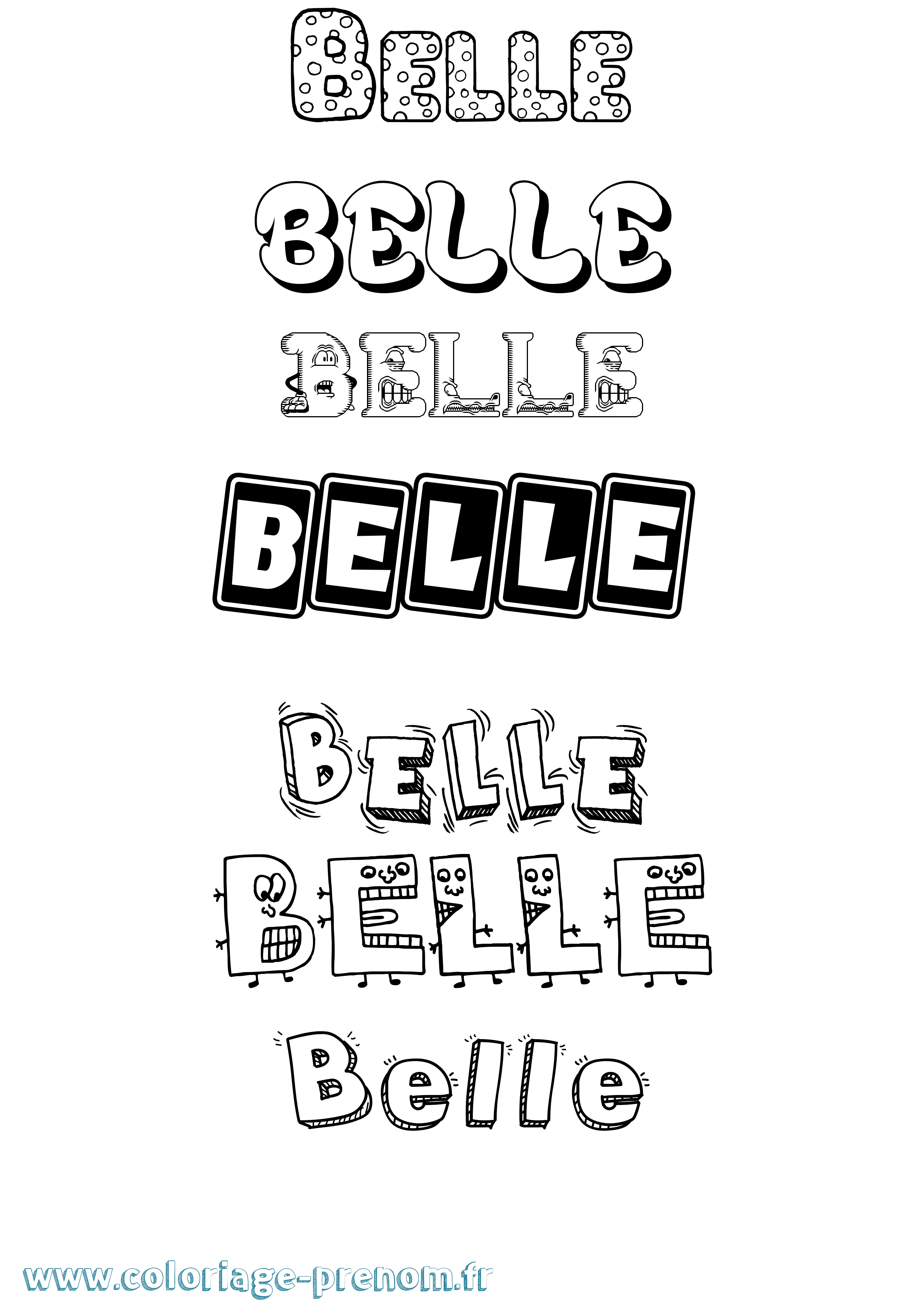 Coloriage Belle Fun Coloriage prénom Belle Fun
