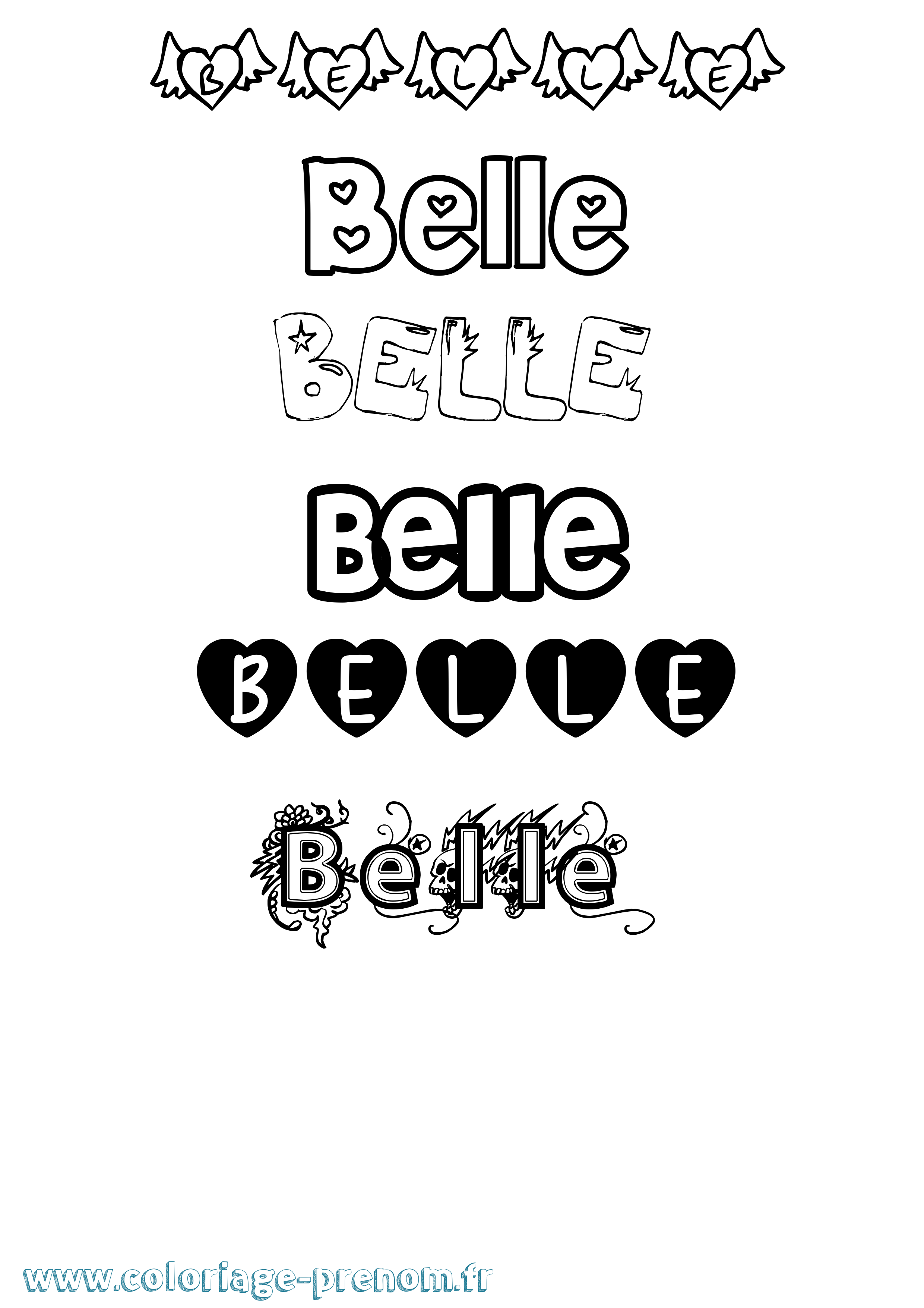 Coloriage Belle Girly Coloriage prénom Belle Girly