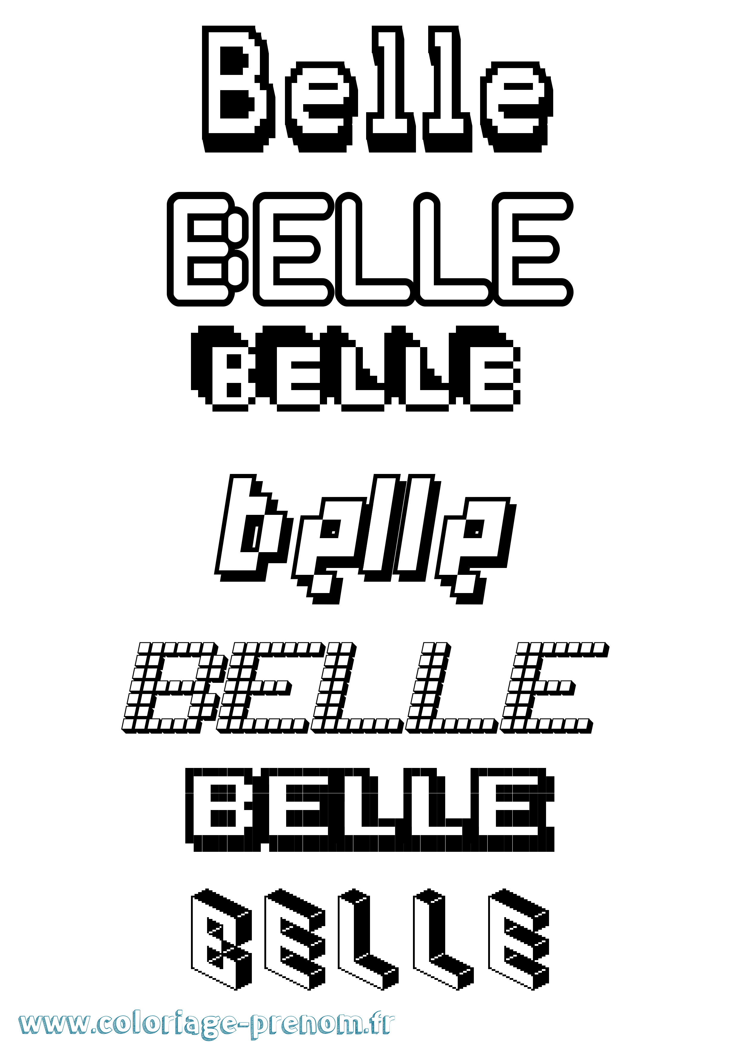 Coloriage Belle Pixel Coloriage prénom Belle Pixel