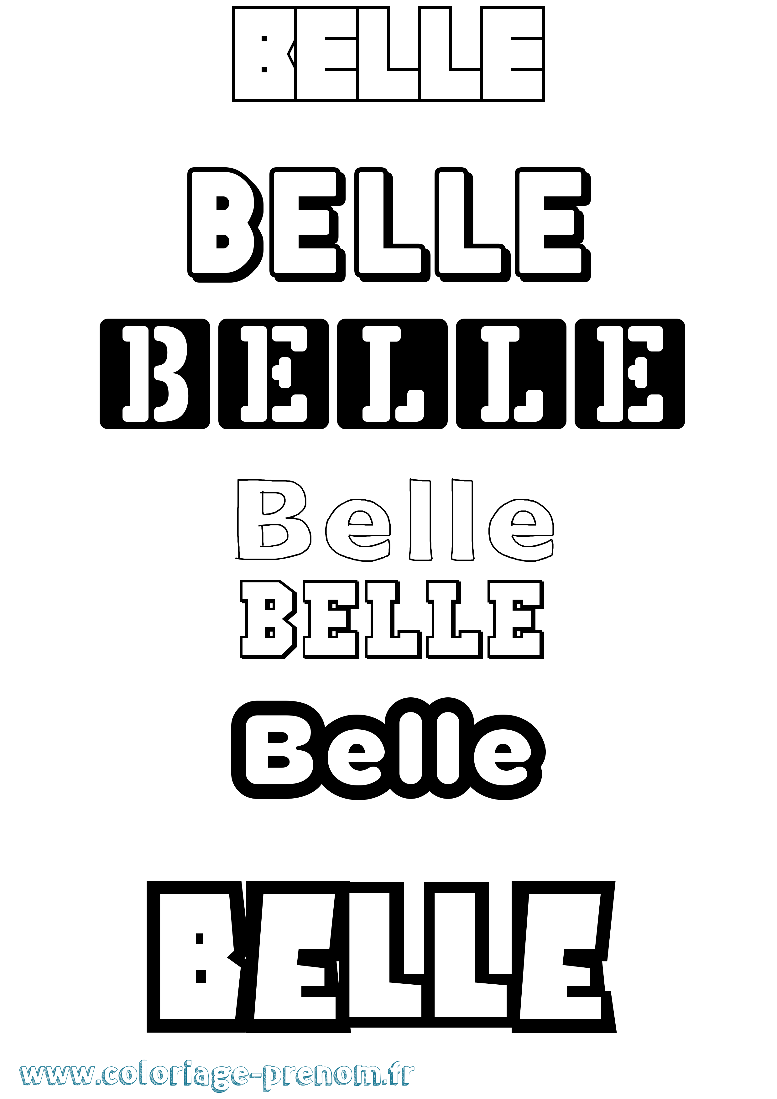 Coloriage Belle Simple Coloriage prénom Belle Simple