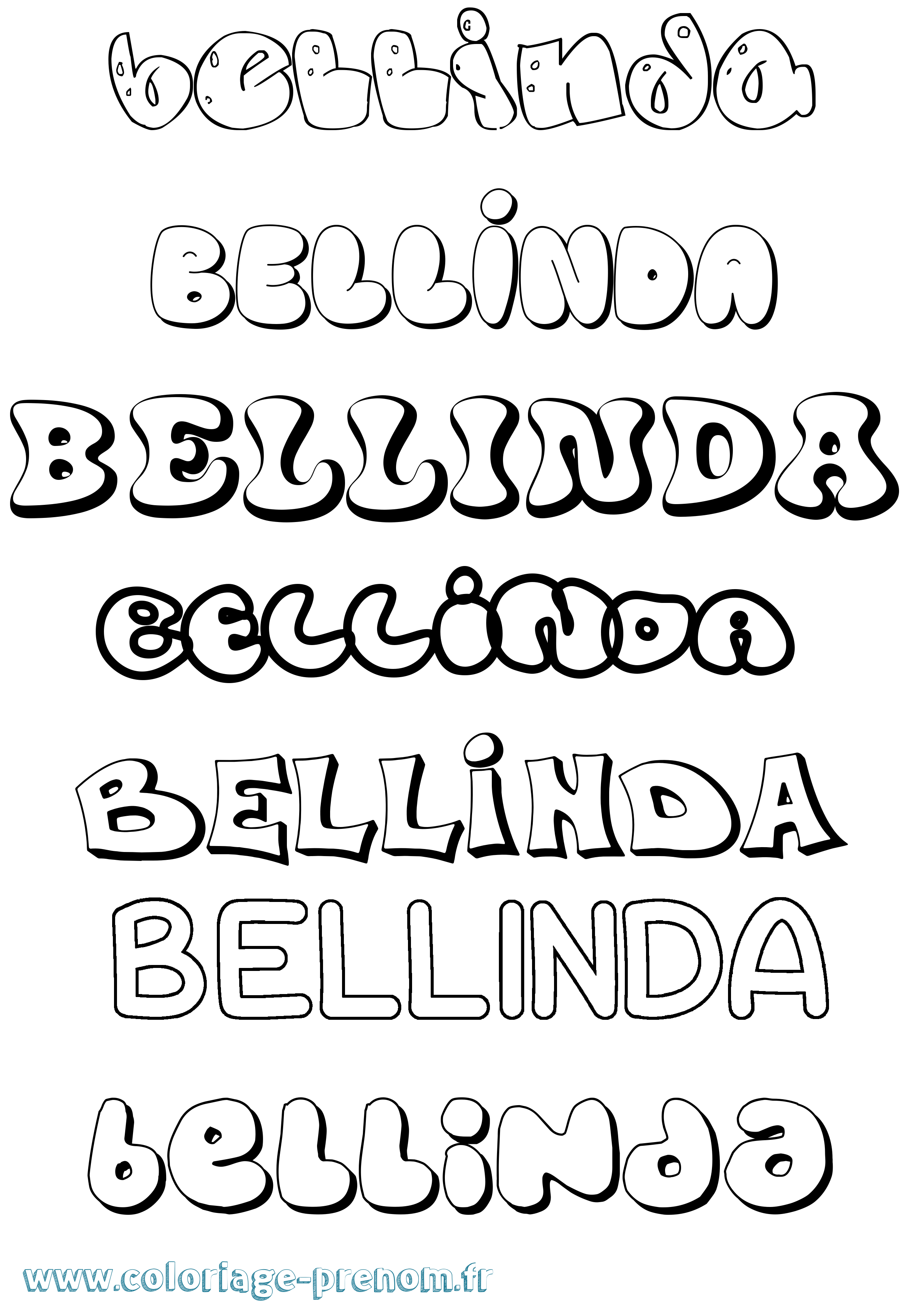 Coloriage prénom Bellinda Bubble