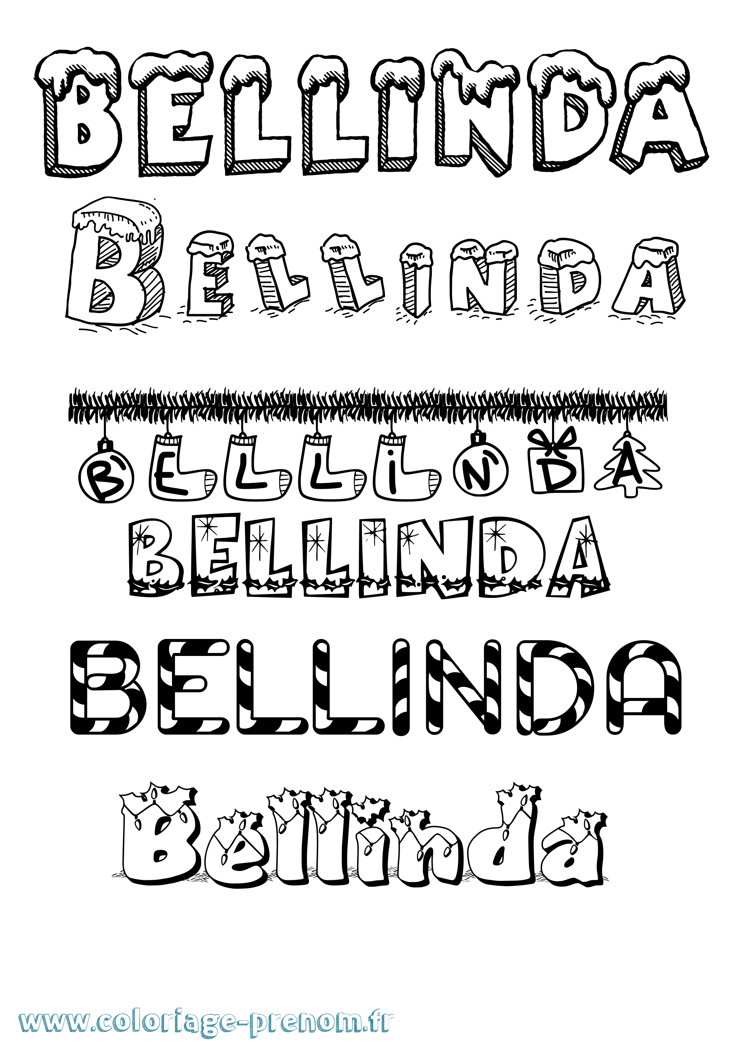 Coloriage prénom Bellinda Noël